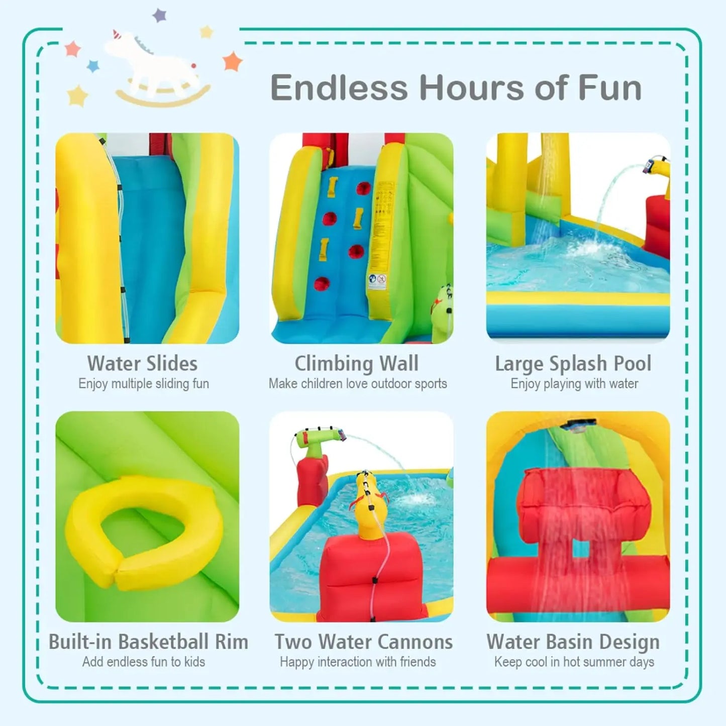 Mega Inflatable Water Park Bouncy Castle With Climbing Wall