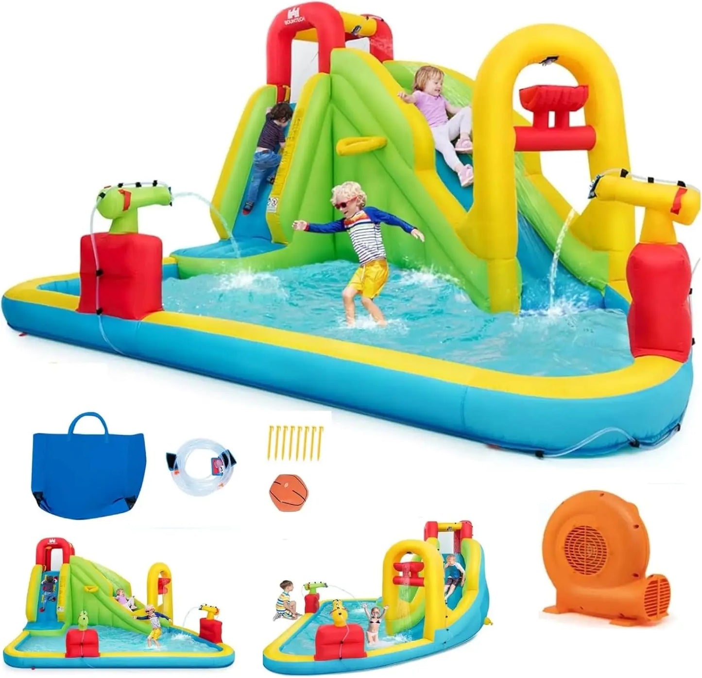 Mega Inflatable Water Park Bouncy Castle With Climbing Wall