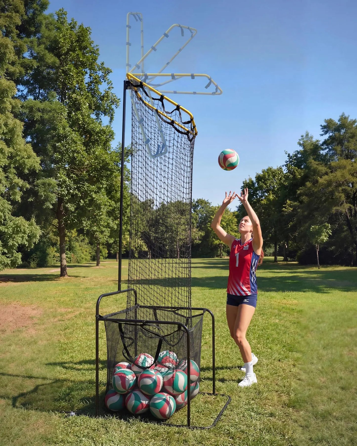 Volleyball Setter Portable Training Net With Adjustable Angles And Heights