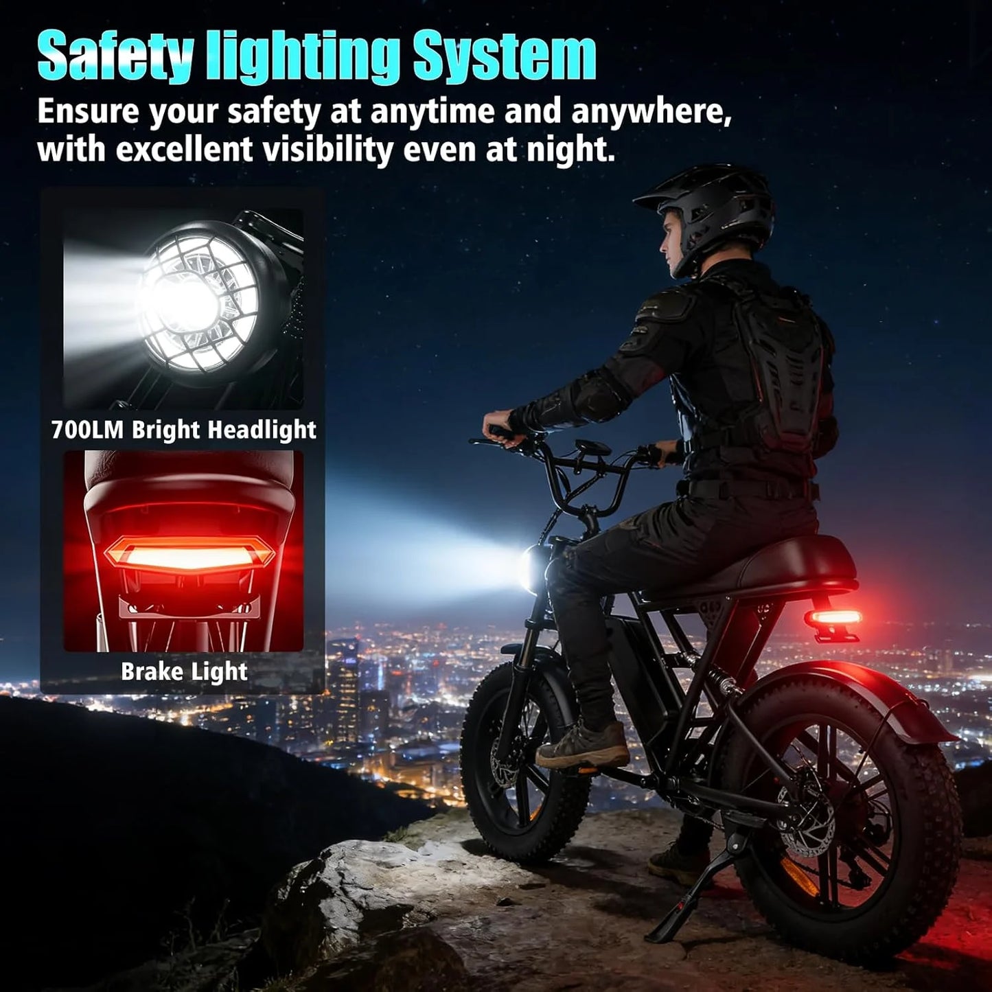 20 Inch Adult E-Bike 1000W Brushless Motor Electric Bicycle 48V15AH Battery Road & Off-road Mountain Ebike