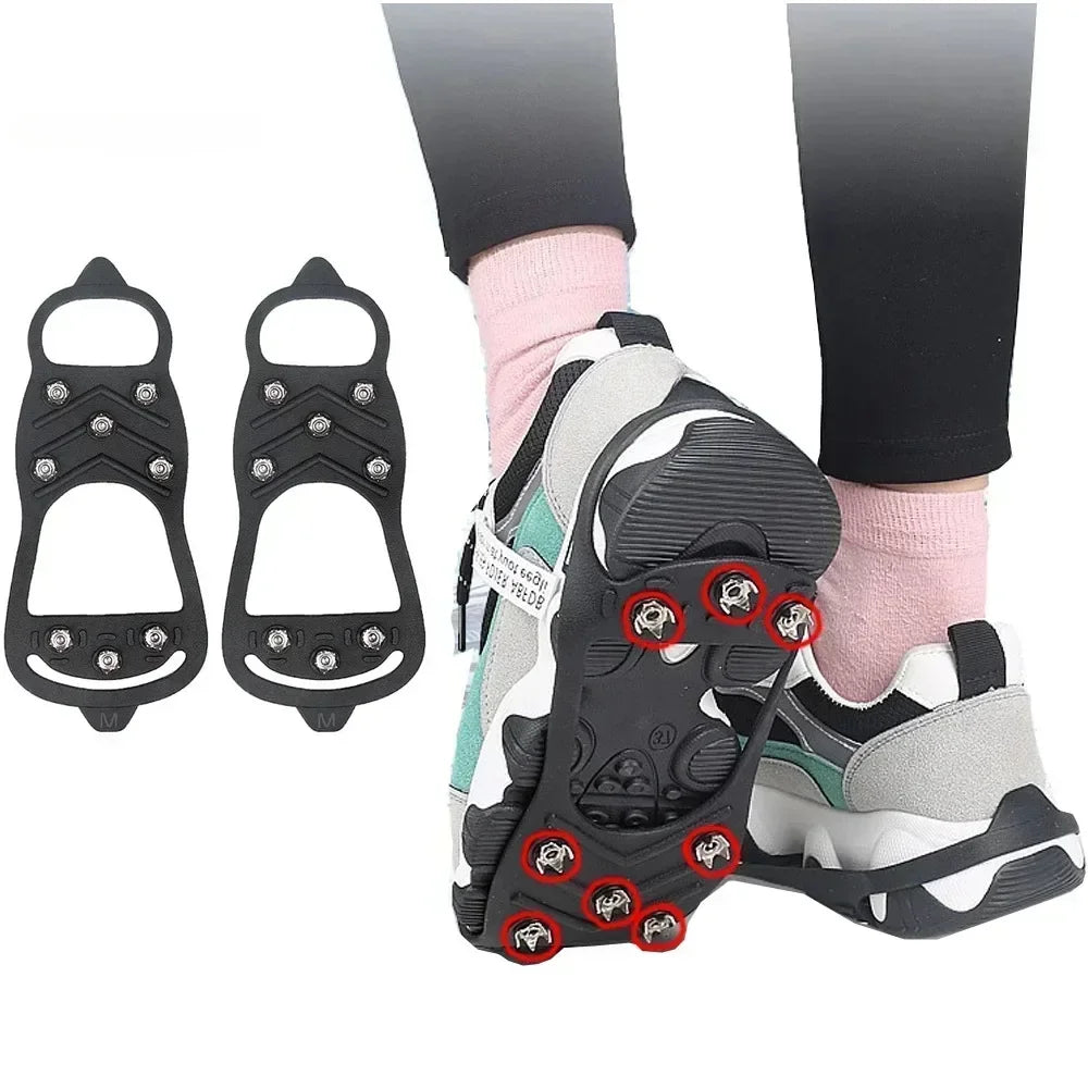 8 Teeth Ice Gripper Spike for Shoes Winter Outdoor Anti-Slip Hiking Mountain Climbing Ice Snow Crampons Anti-slip Shoe Gripper