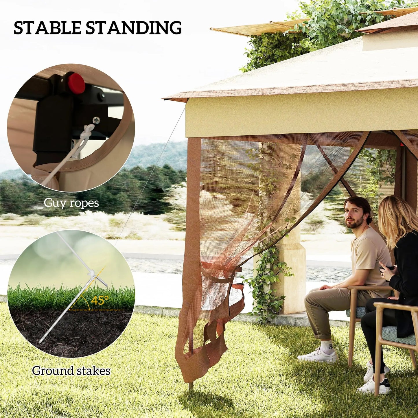 Gazebo Tent With Removable Netting Instant Outdoor Canopy Carry Bag