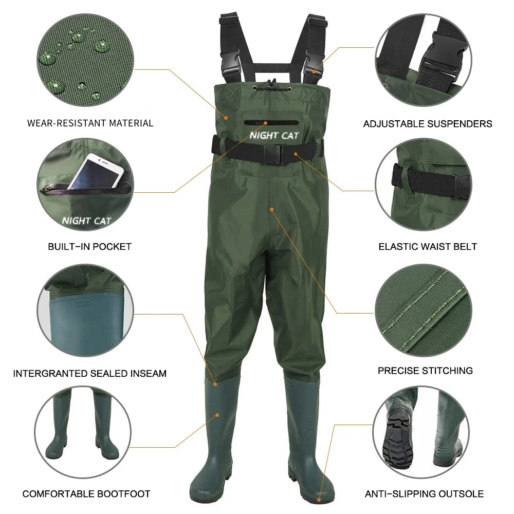 Night Cat Waterproof Chest Wader For Men Women Hunting Farm