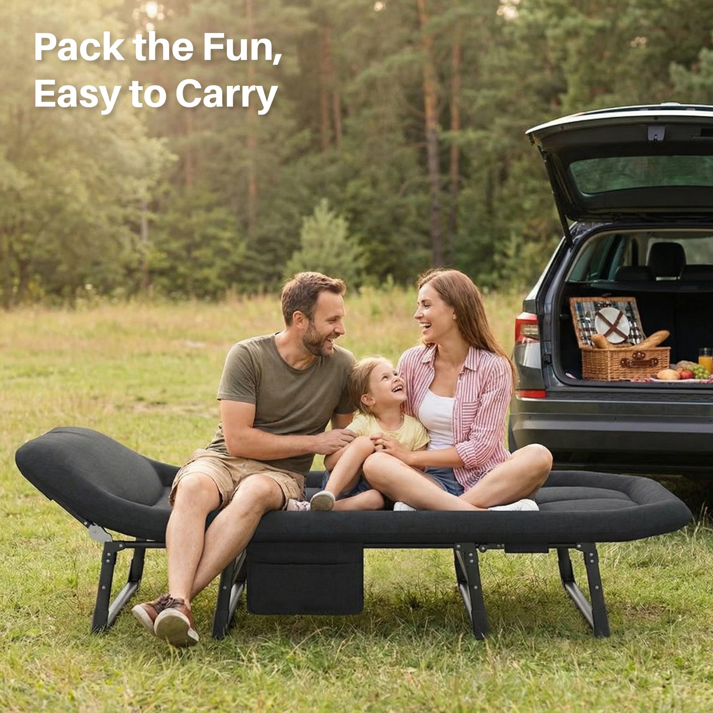 JHK Folding Camping Cot With Mattress Lightweight Carry Bag 450 Lb Capacity