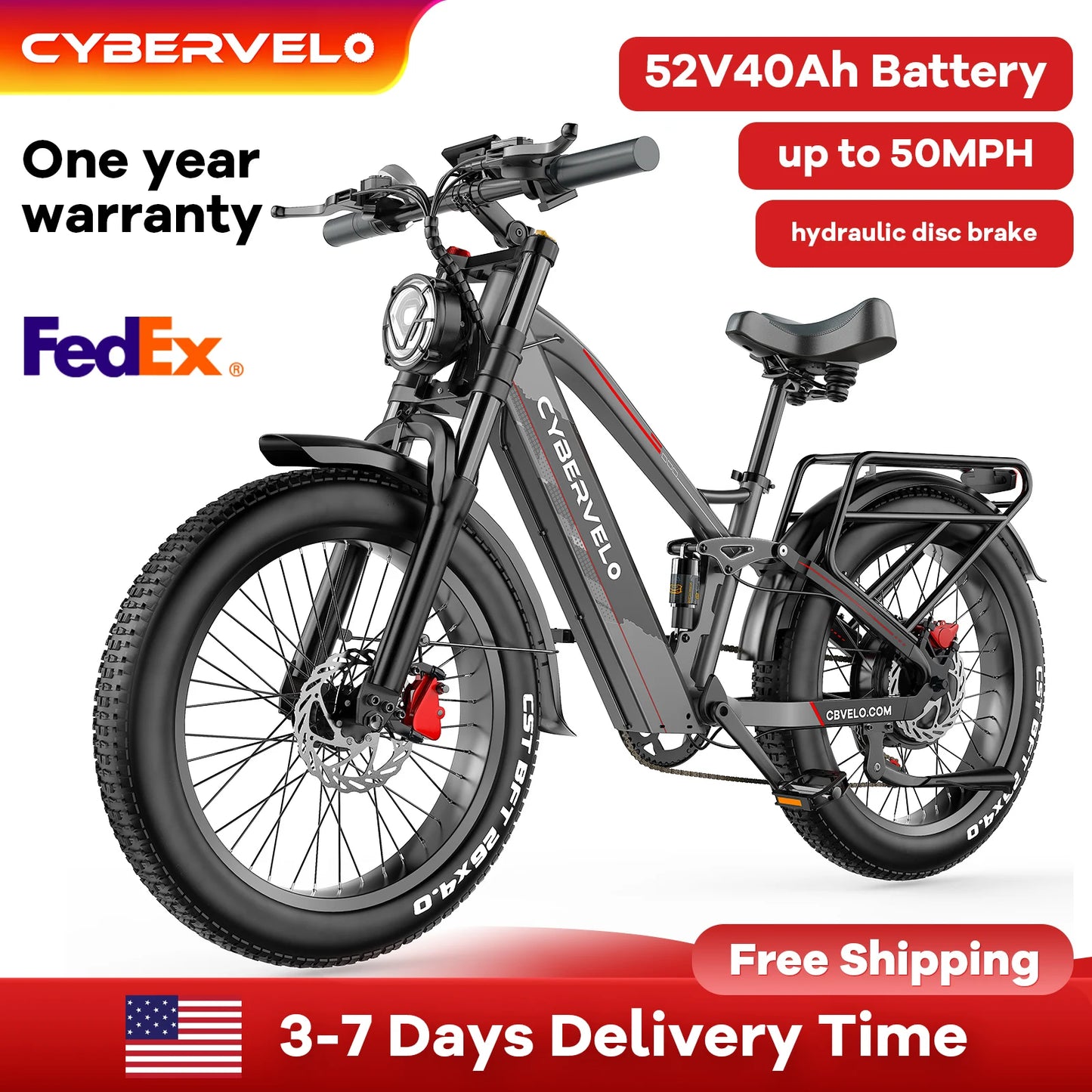 CYBERVELO EK9 5000W Peak Electric Bicycle With Built In Battery