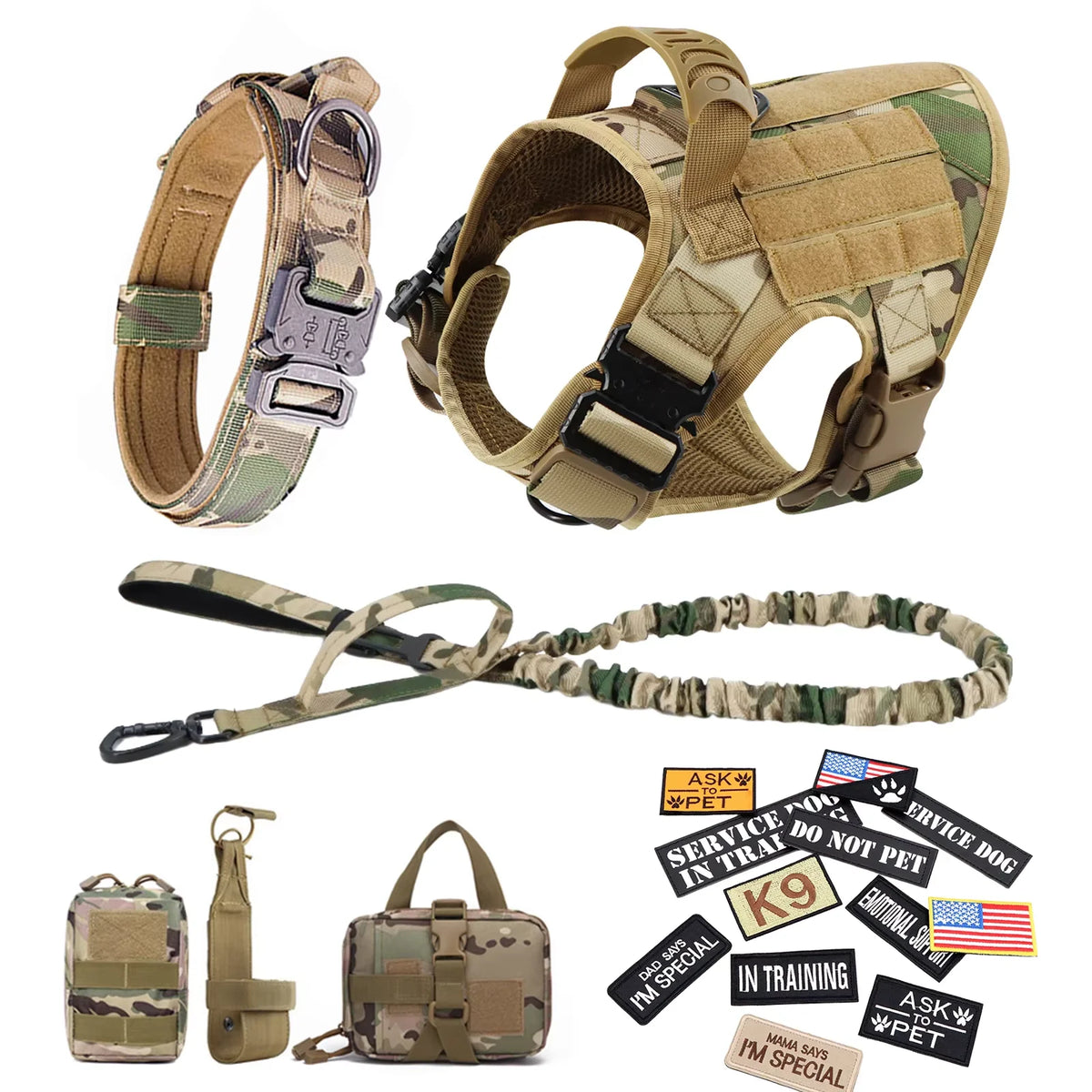 Petravel Tactical Nylon Dog Harness Vest And Leash Set
