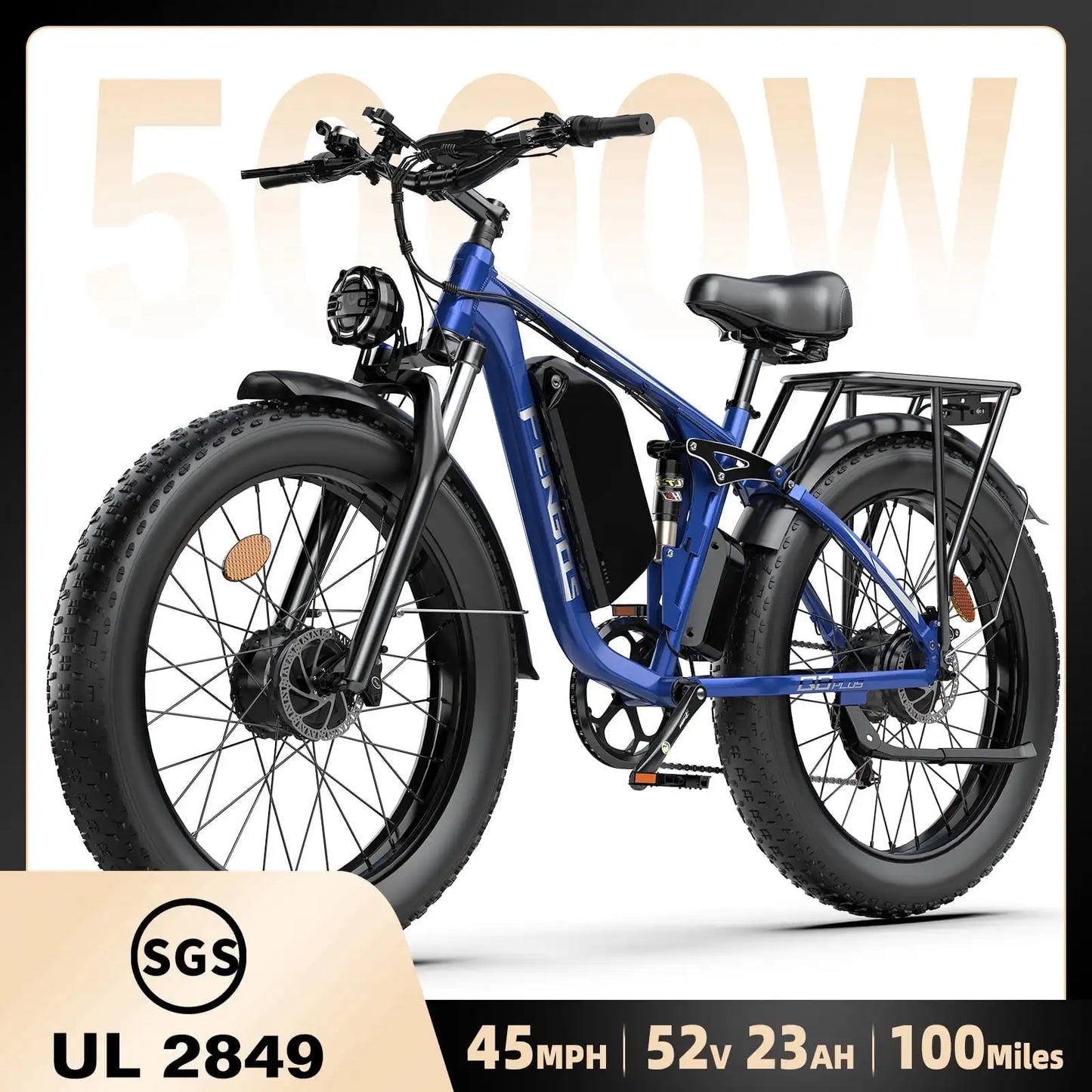 FENGQS Q8PLUS 6000W\5000W dual motor mountain electric vehicle 60V1200WH large battery, 100 kilometer range, hydraulic disc brake with turn signal