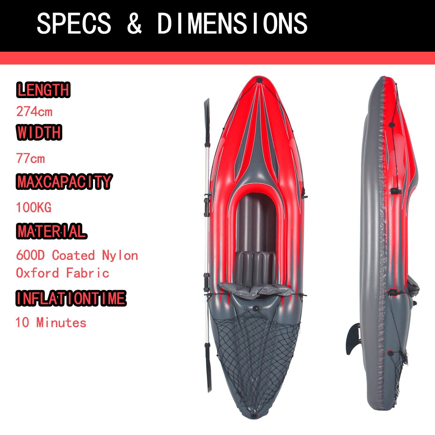 HHSJZWCY Inflatable One-Person Kayak Fishing Boat For Lakes And Rivers