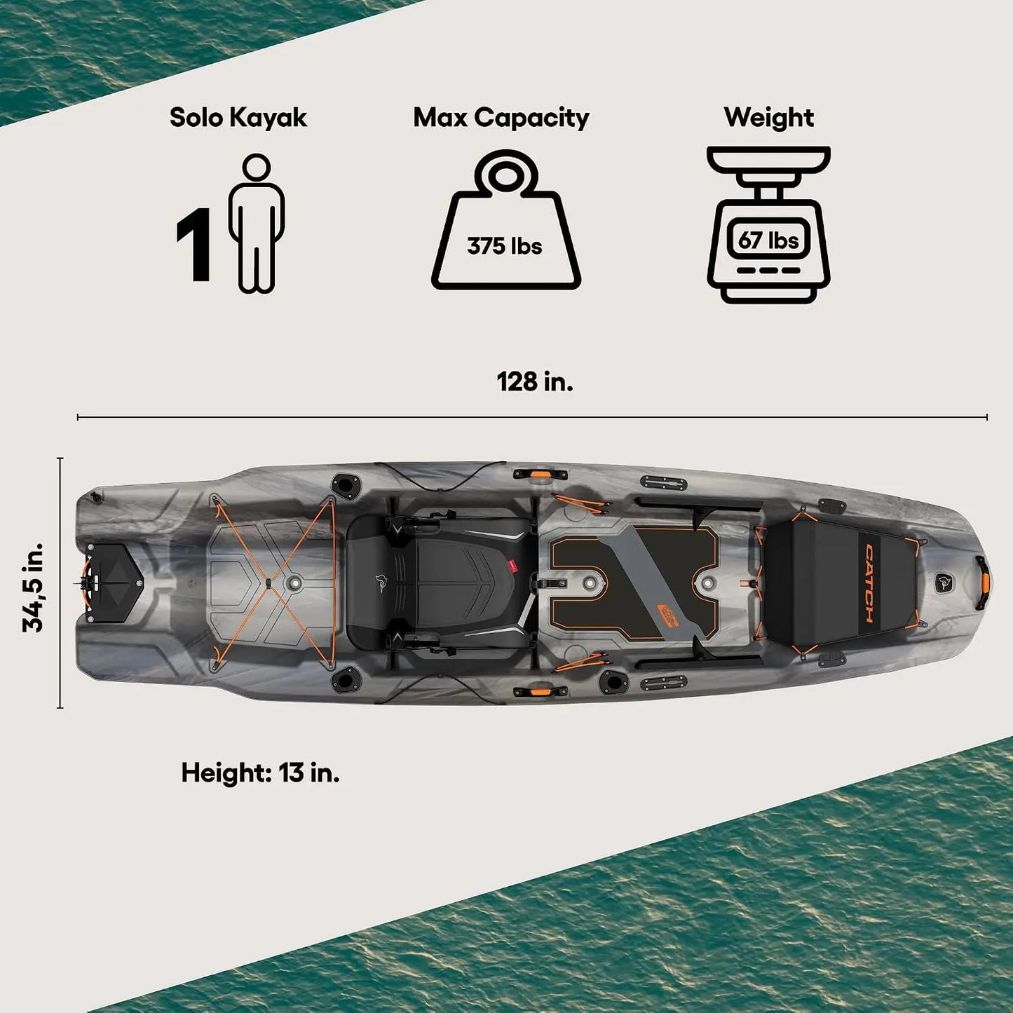 High Quality Pelican Catch Mode 110 Kayak Stable Durable Outdoor Recreation Fishing Kayak for Anglers Beginner and Experienced Paddlers Water Sports Kayaking