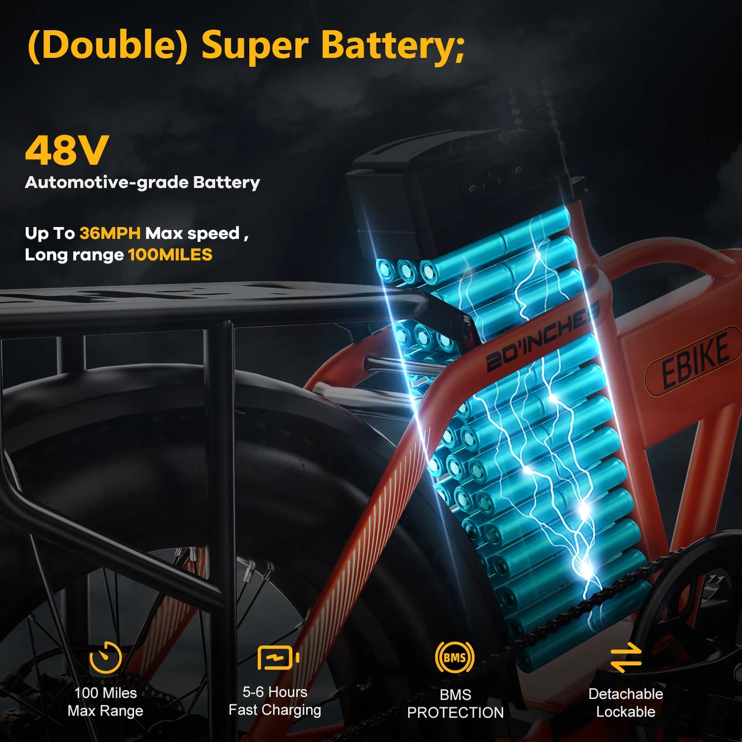 CYBERVELO EK4 Folding 1000W Electric Bike All Terrain 48V Battery