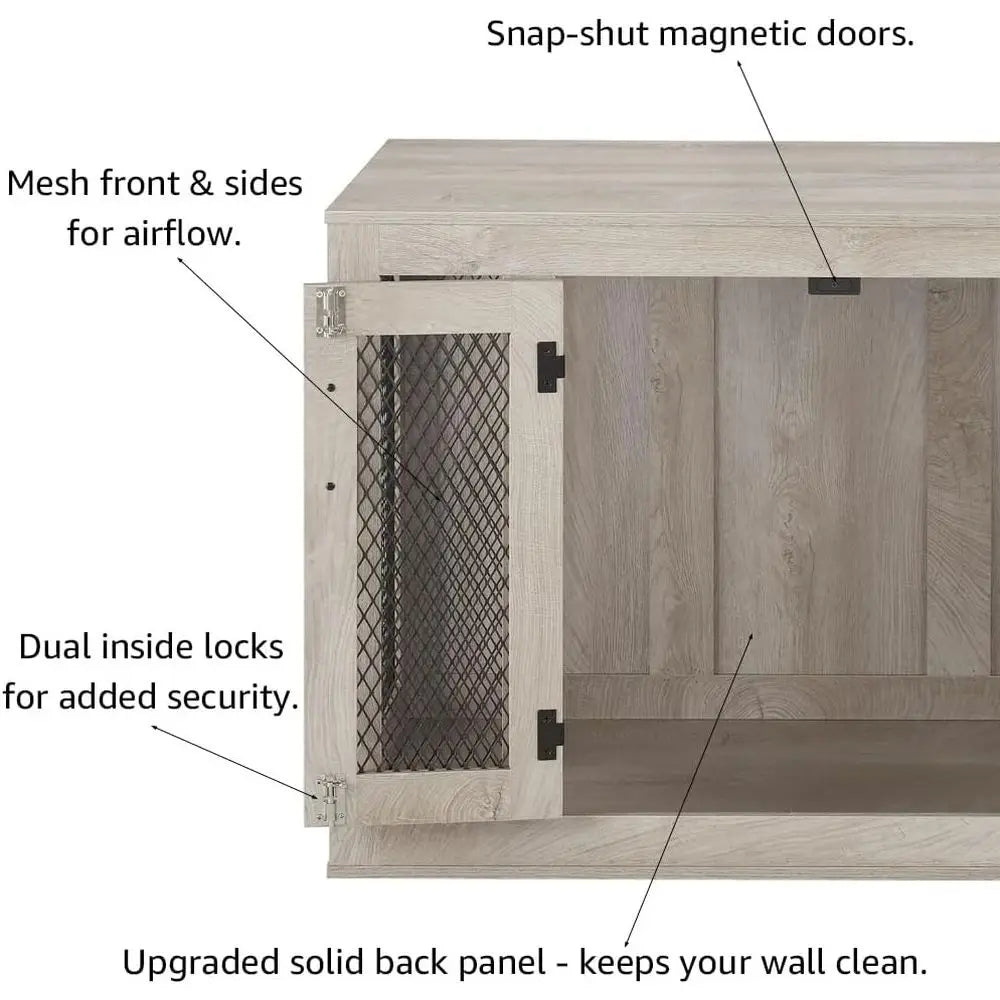 Modern End Table Dog Crate With Sturdy Tray And Comfort Cushion