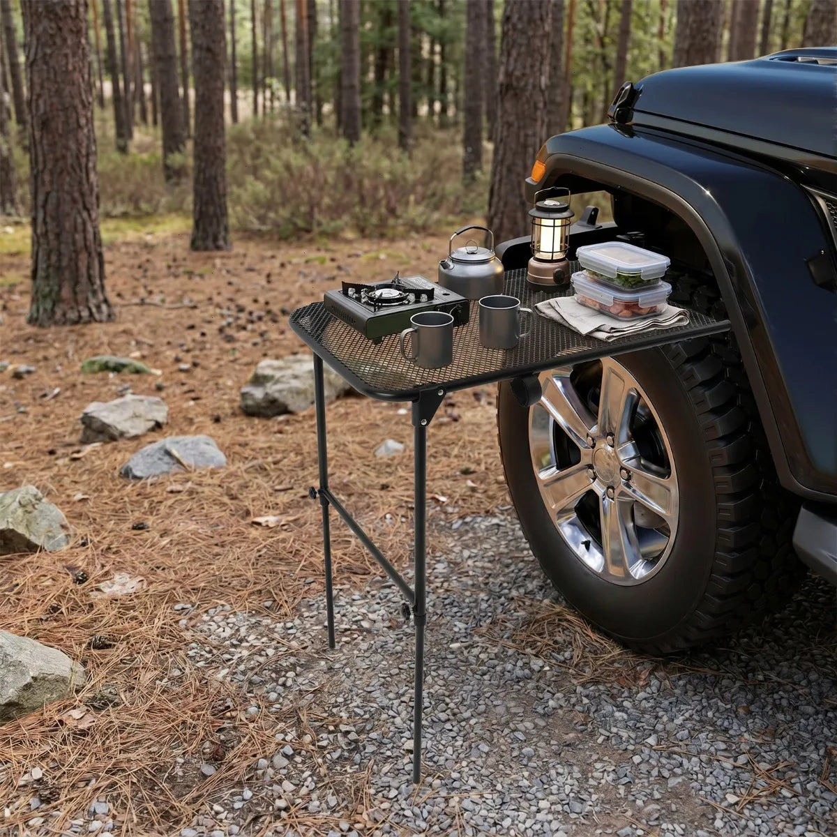 Bymaocar Steel Adjustable Folding Trunk Car Camping Table