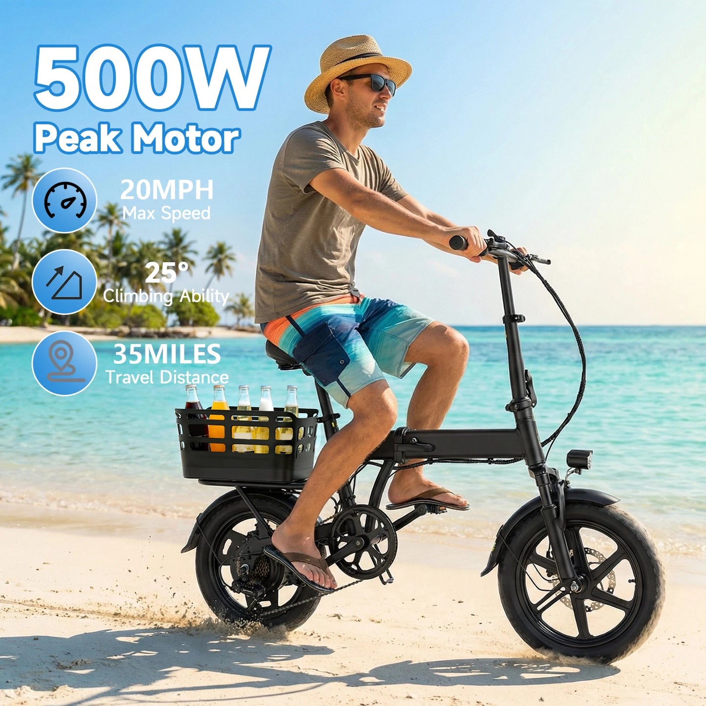 Folding Electric Bicycle 500W Lithium Battery Urban Commuter
