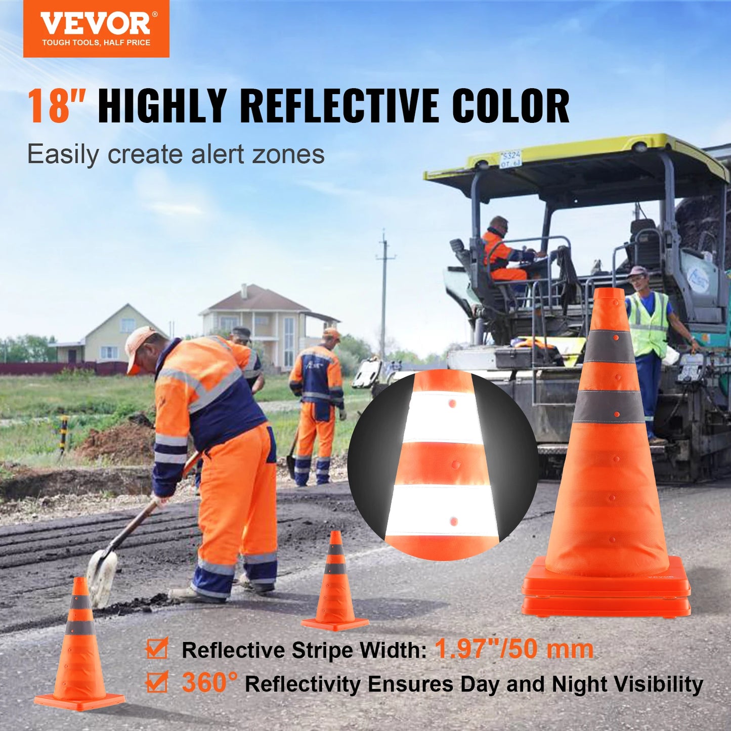 Collapsible Safety Cones for Traffic Control and Parking Lots