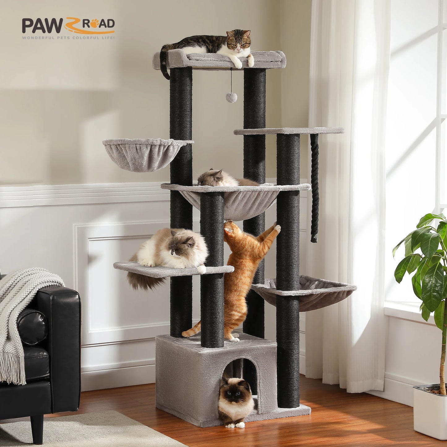Pawz Road Large Robust Cat Tree Tower With Hammock