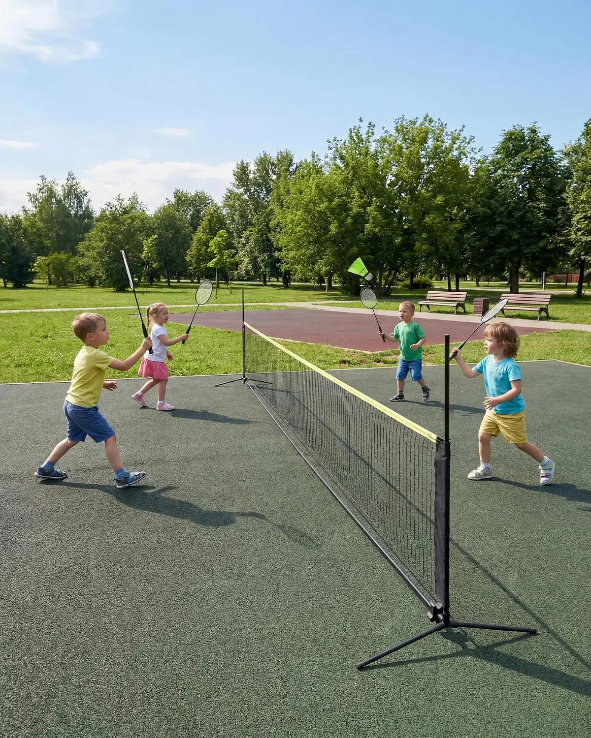Tacleekii Adjustable Badminton And Pickleball Net Set With Rackets