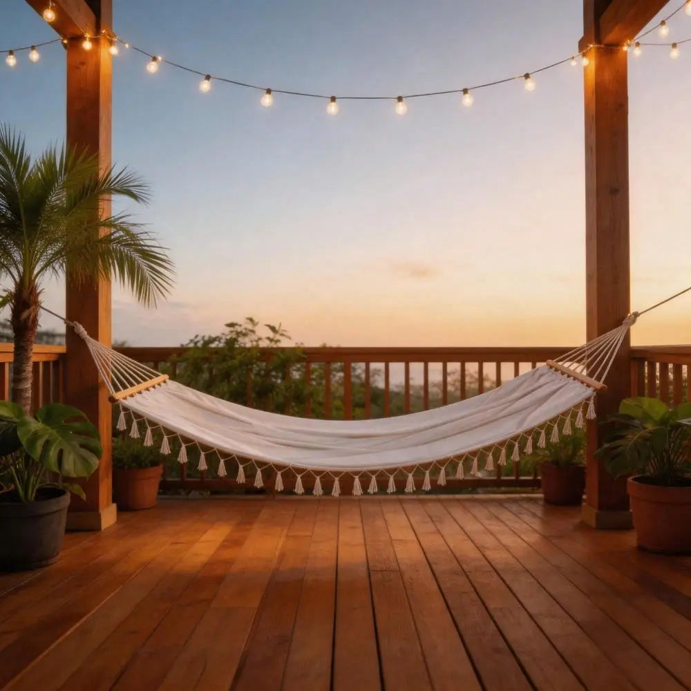 Portable Canvas Hammock With Anti Slip Design For Outdoor Patio