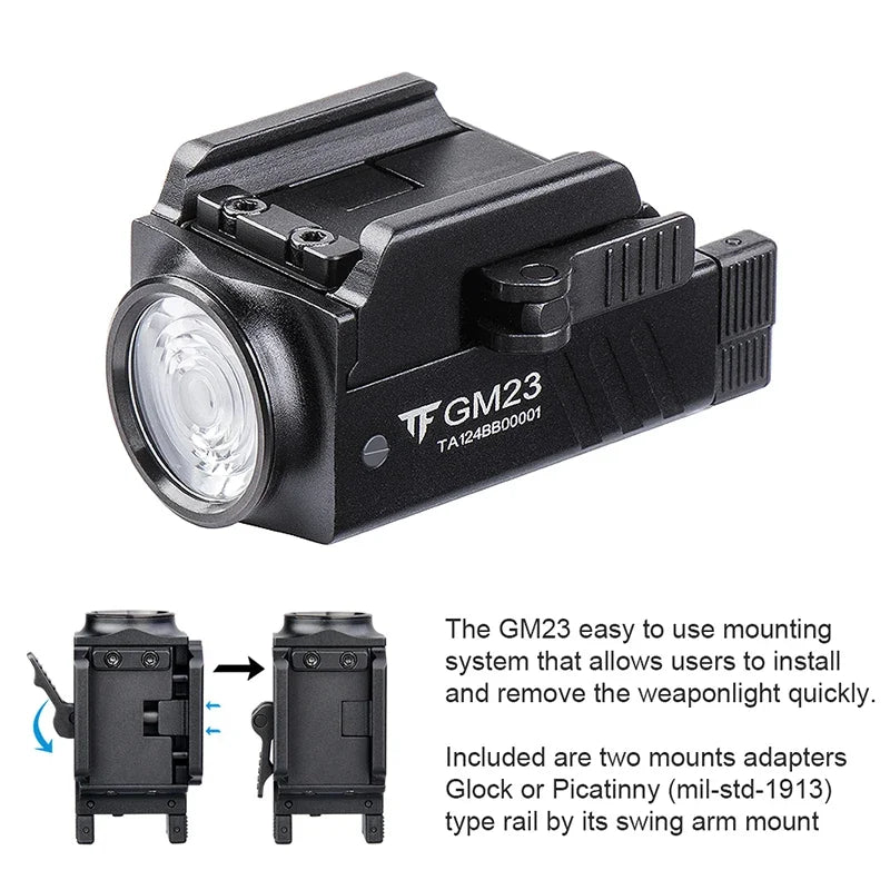 TrustFire GM23 800LM Tactical USB Rechargeable Flashlight For Picatinny Rail