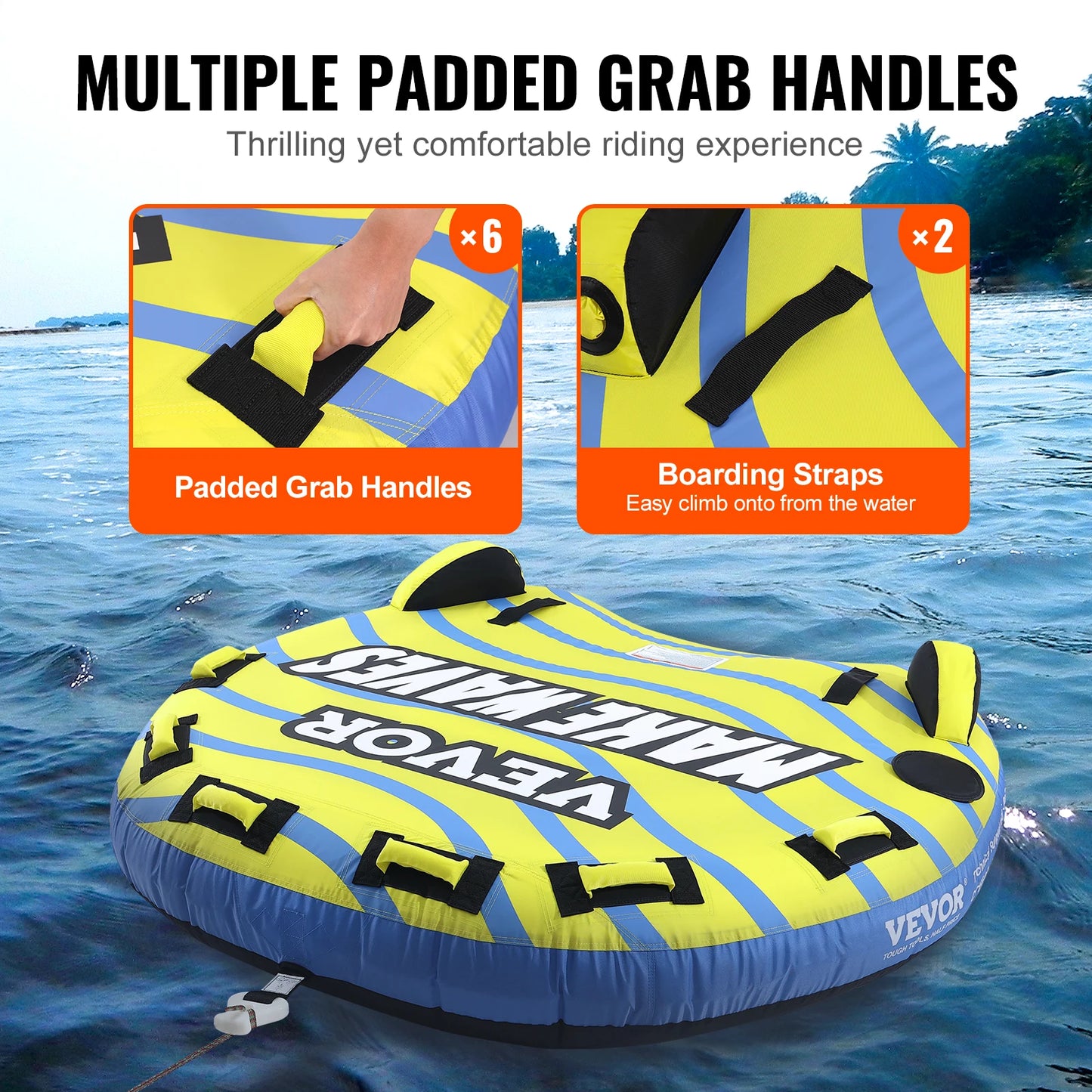 SucceBuy Towable Tube For Boating With Bumper Fins