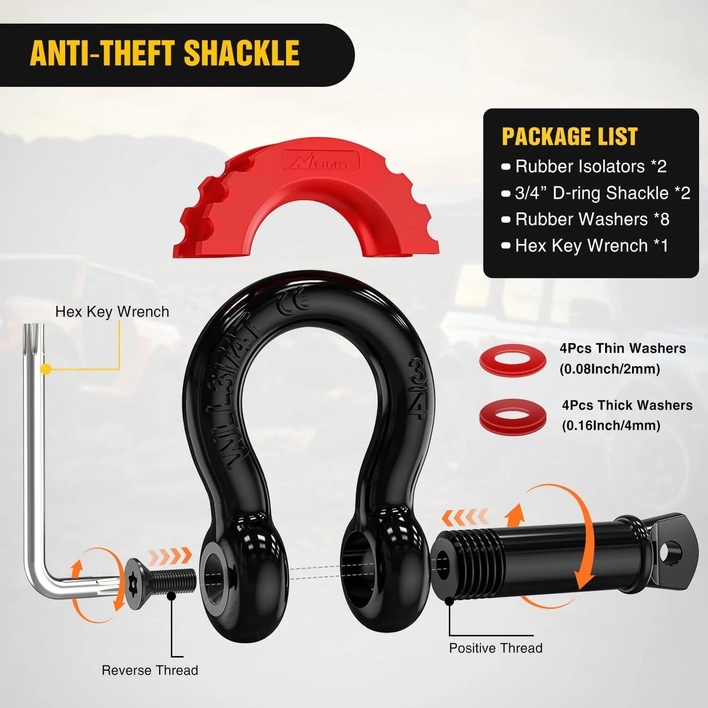 Nilight Offroad Recovery Kit Tow Strap Snatch Block D Ring