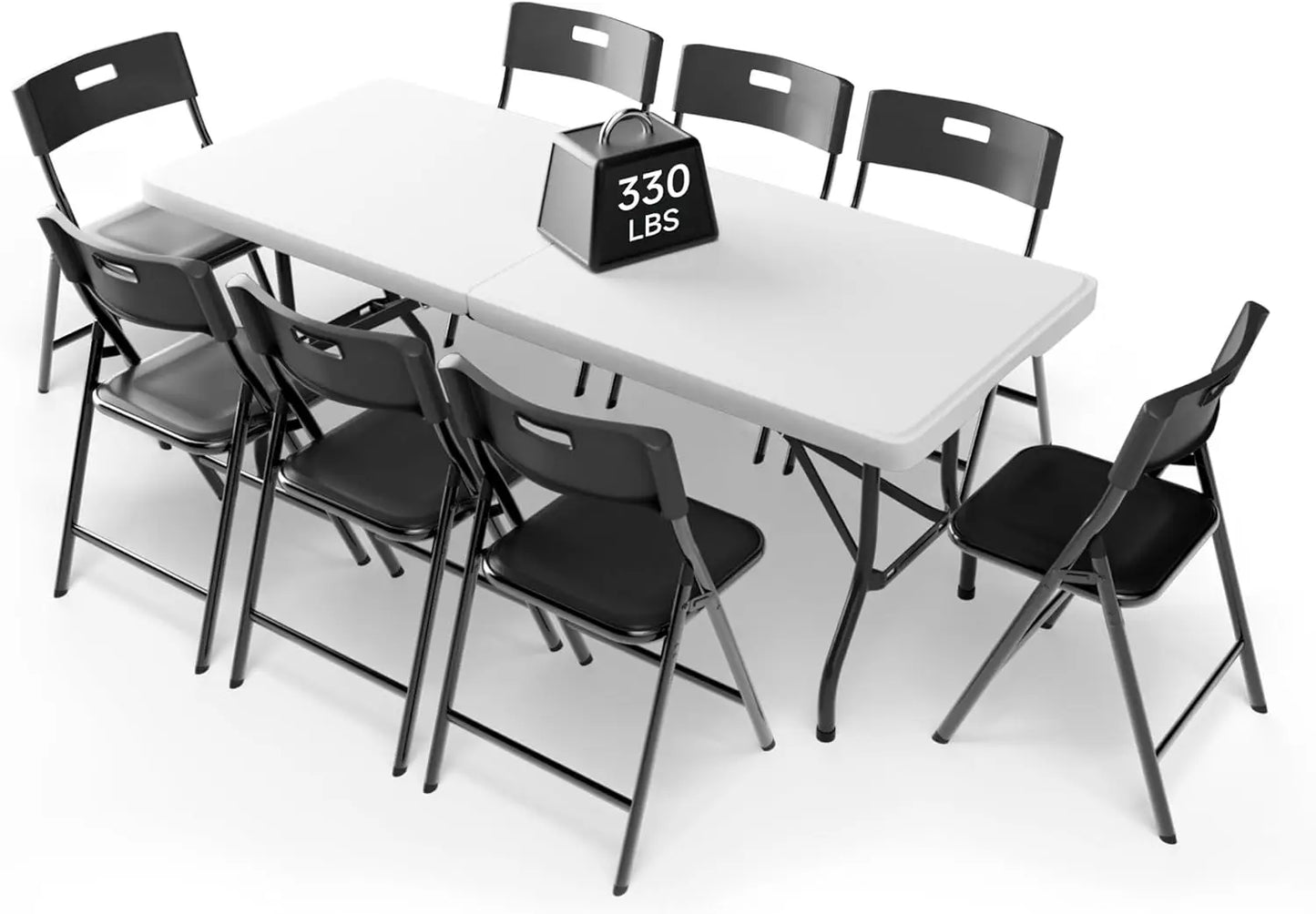 Portable Folding Table and Eight Chairs Set, 330 Lbs Capacity