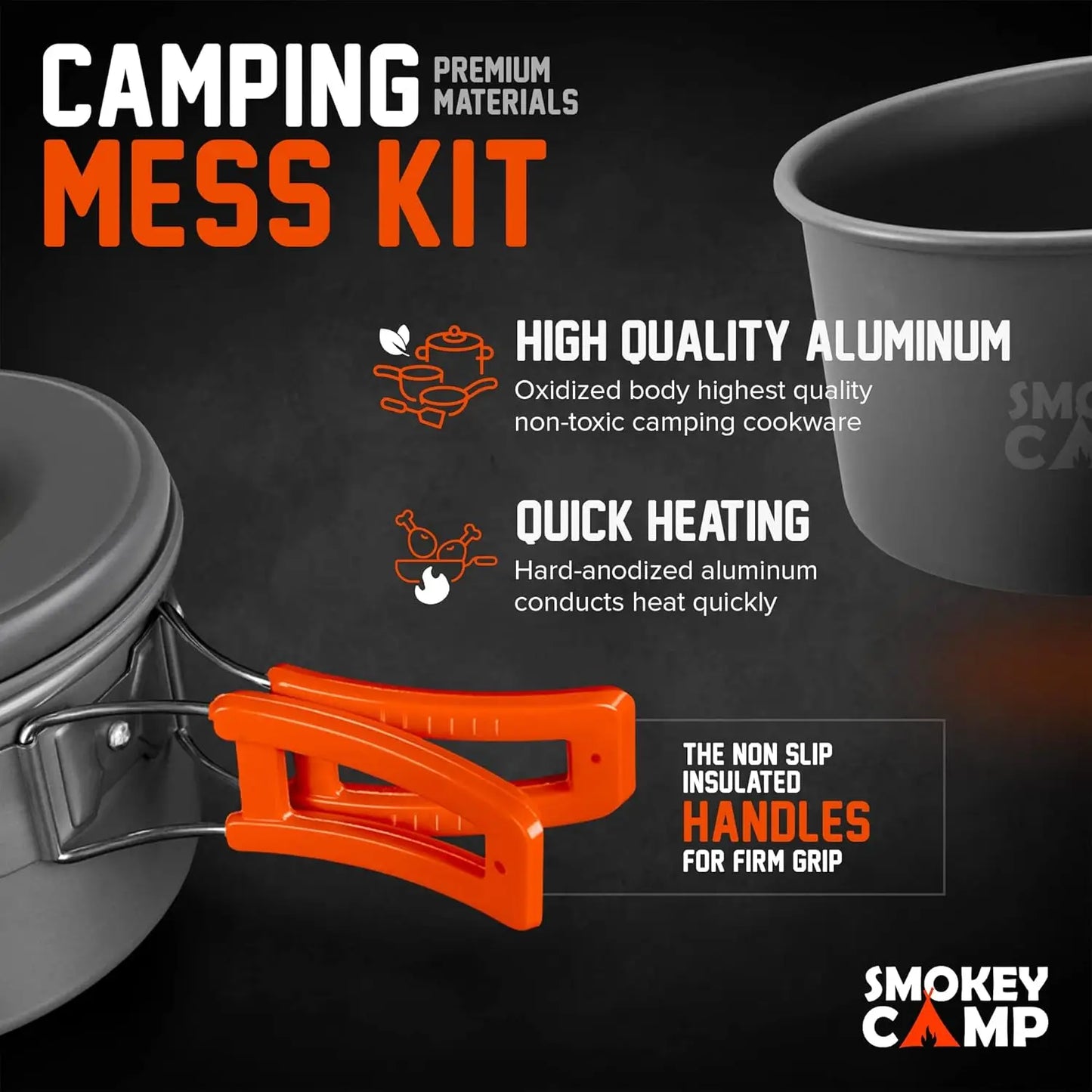Camping Cookware Mess Kit Set With Stove Portable Nonstick
