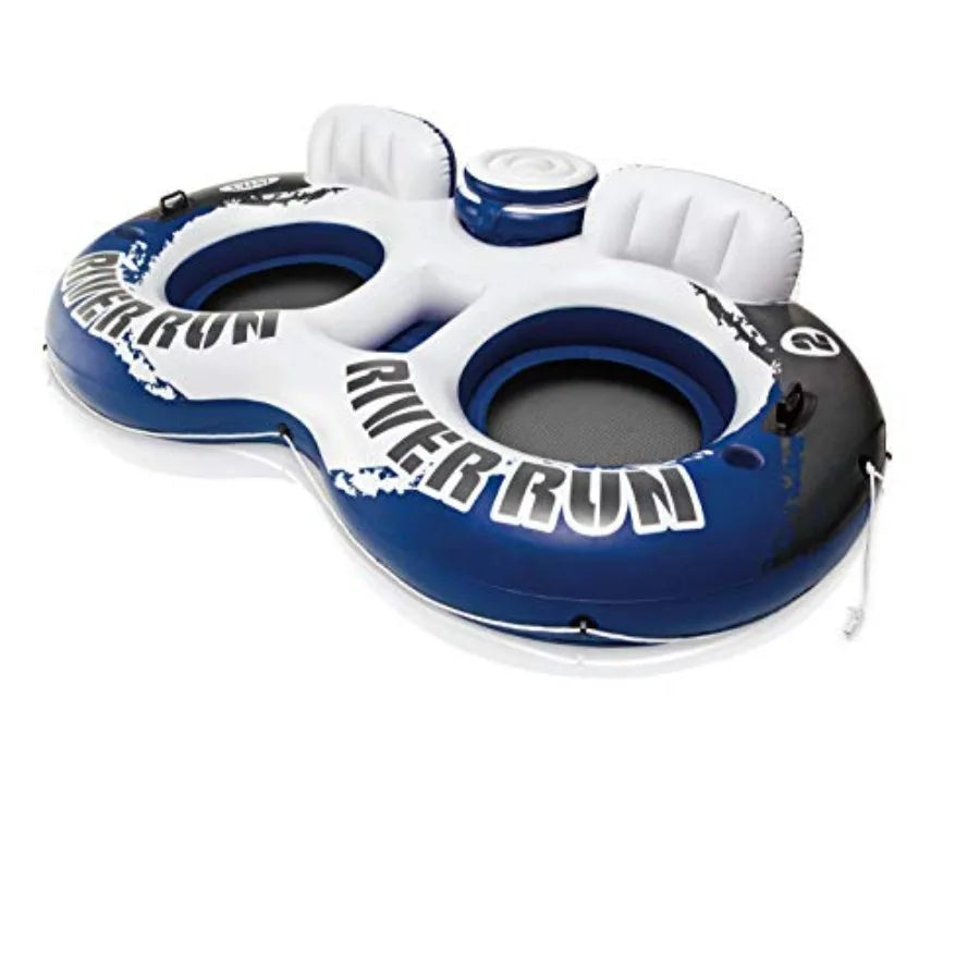 River Run II Water Tube Float Raft Lounger With Cooler