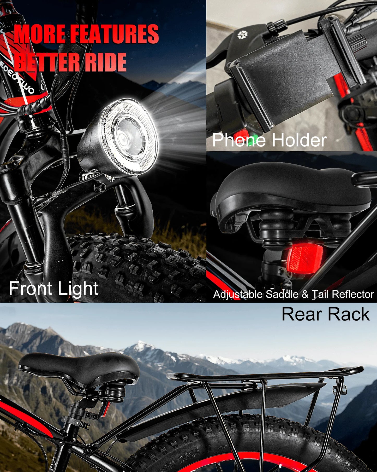 EOEOTWO 1500W Electric Bike With 48V 15Ah Battery Pack