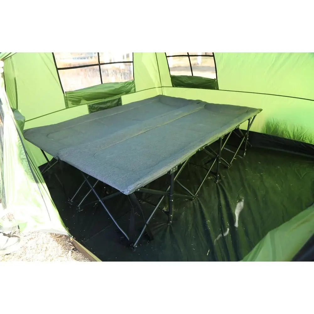 Heavy Duty Two Person Camping Cot With Pad Portable