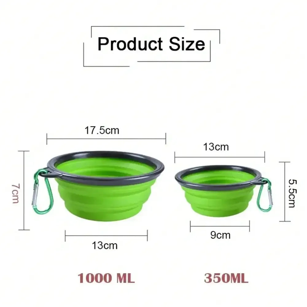 Portable Folding Pet Dog Bowl With Carabiner For Travel