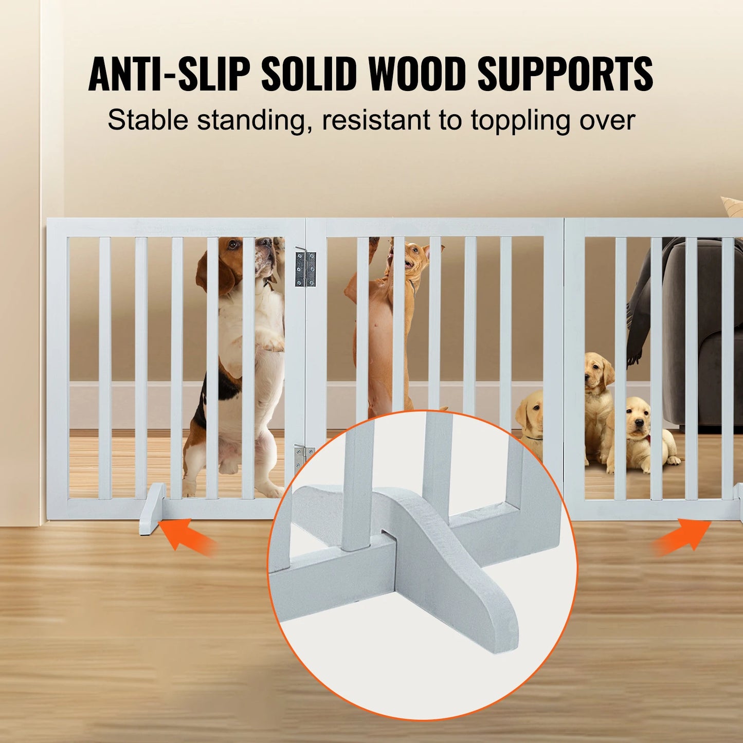 SucceBuy Freestanding Dog Gate 3 Panels Foldable Pet Barrier