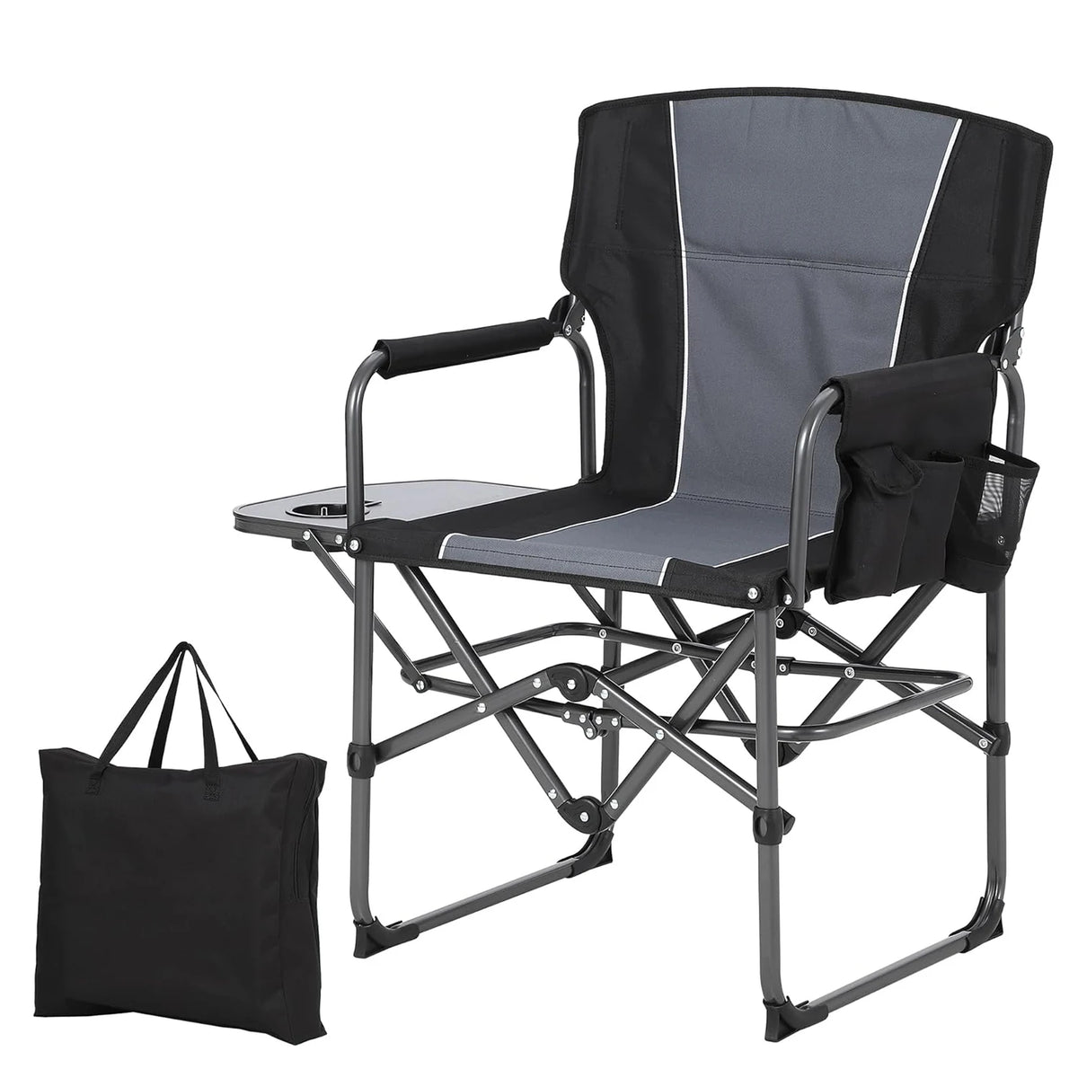 HiMISS Folding Camping Director Chair With Side Table Cup Holder