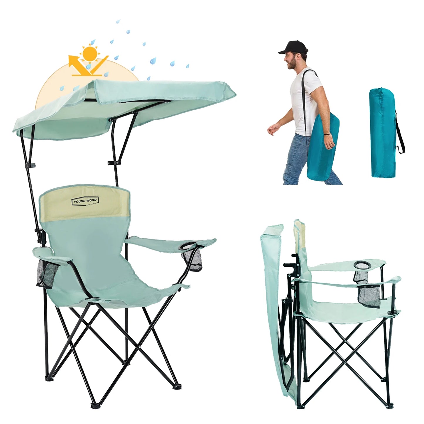 GERC YoungWood Portable Folding Camping Chair Aluminum Alloy