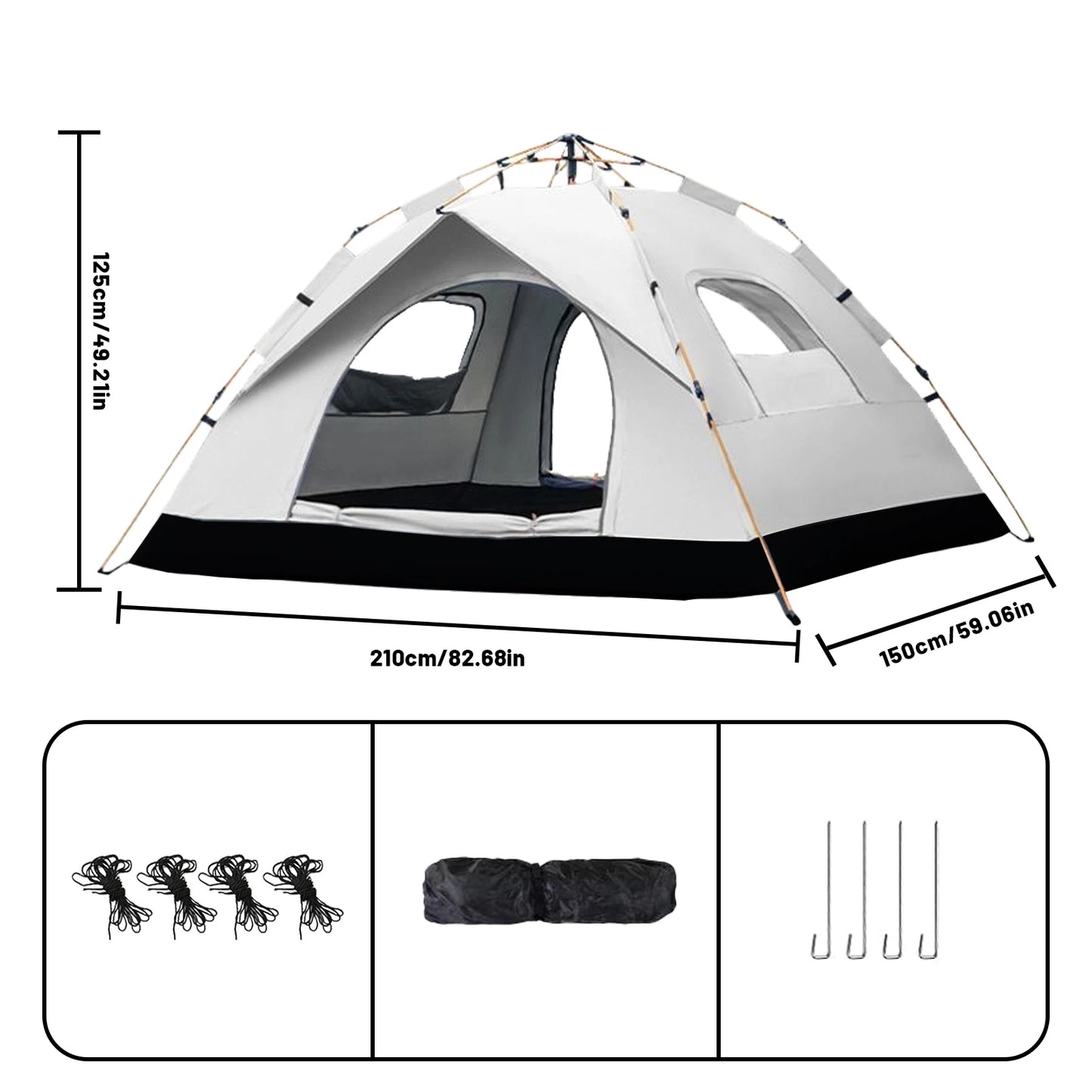 Pakicetus Auto Open Family Tent Quick Setup All Weather Portable