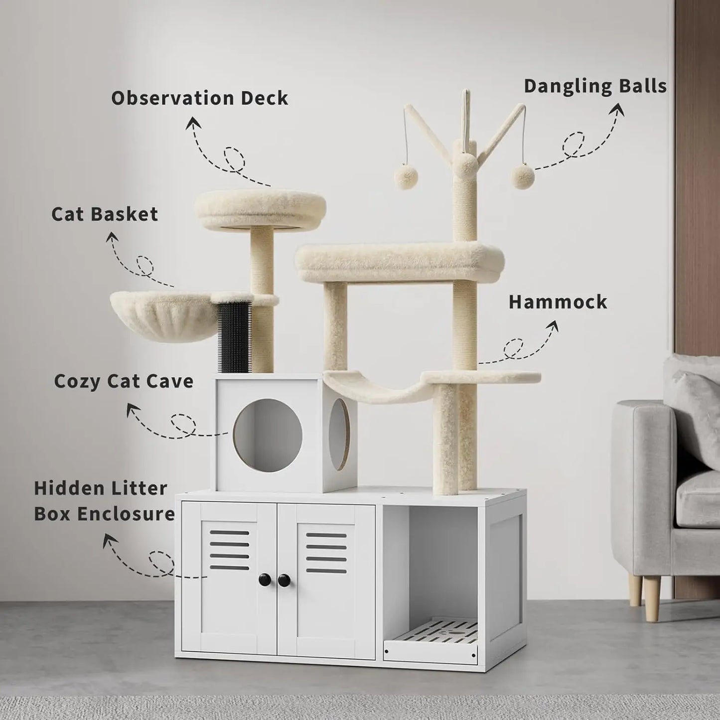 Twister Ck Combined Litter Box And Cat Tower Furniture