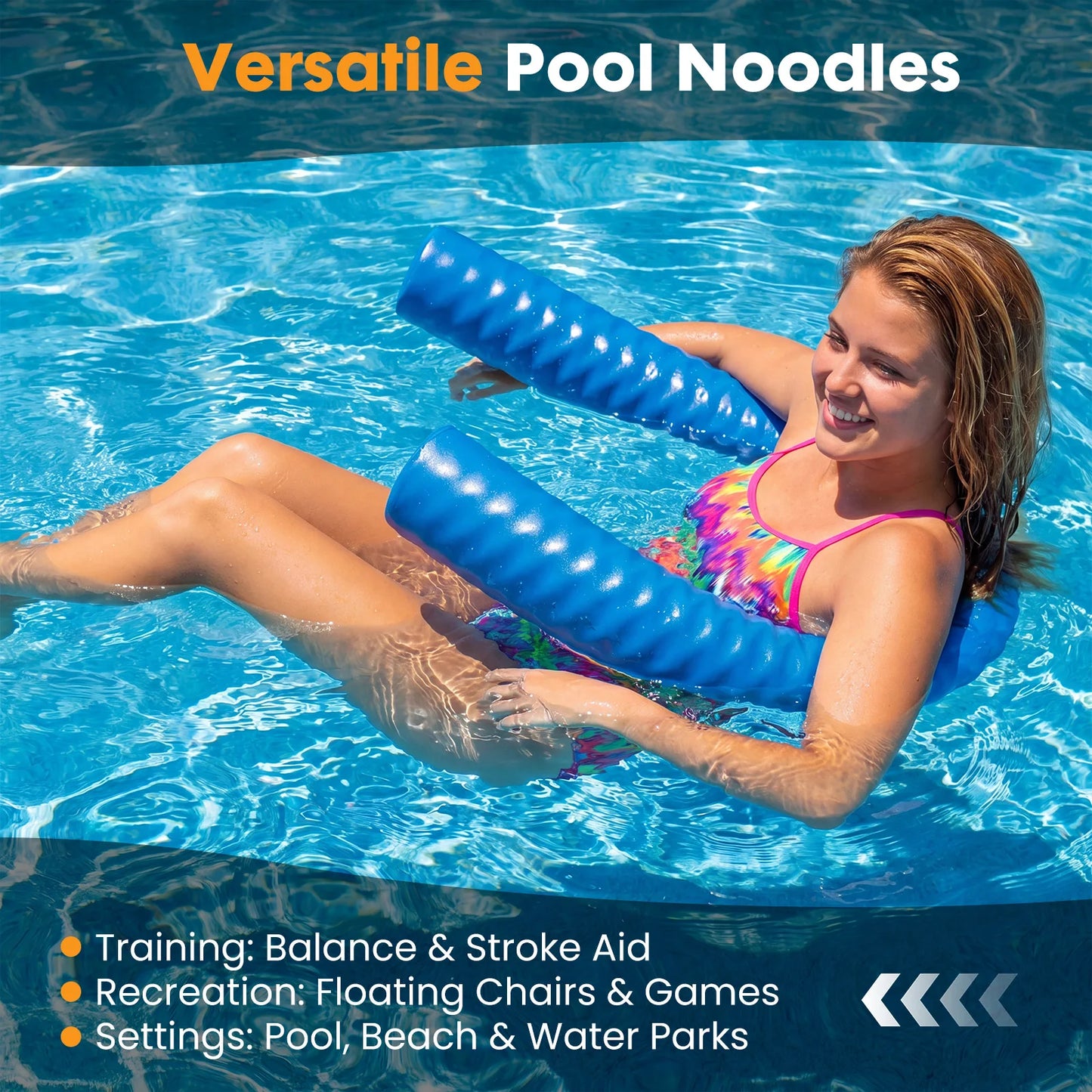 Pool Noodles Solid NBR Foam Core With UV Coated Vinyl Layer 250 Lb Support
