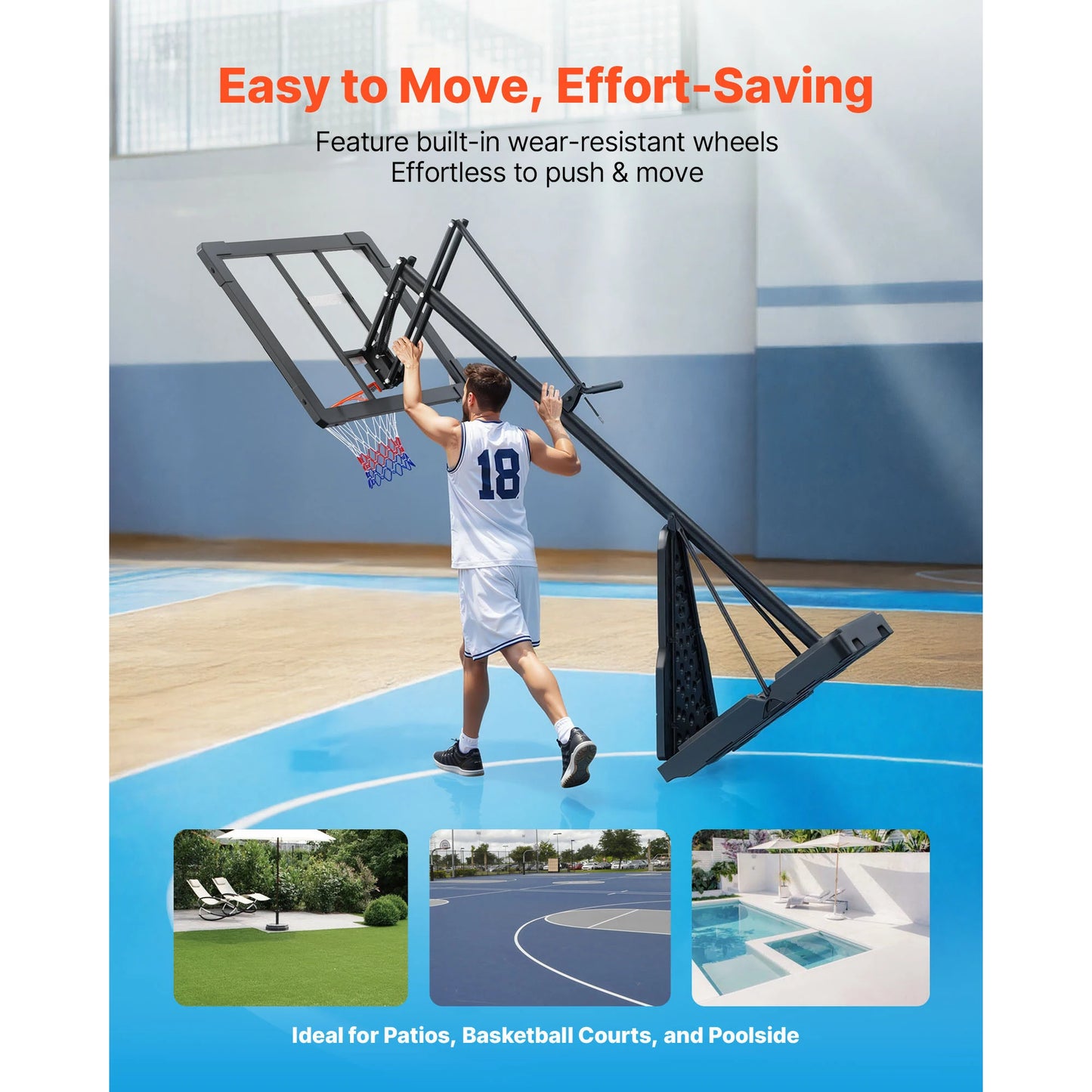 Portable Basketball Stand With Adjustable Height And Polycarbonate Backboard