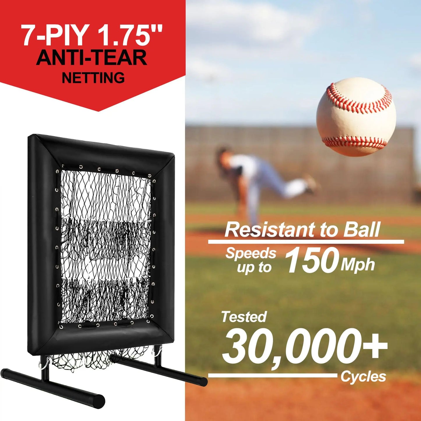 HiMISS Adjustable Pitching Net With 9 Holes Strike Zone Practice Carry Bag Ball