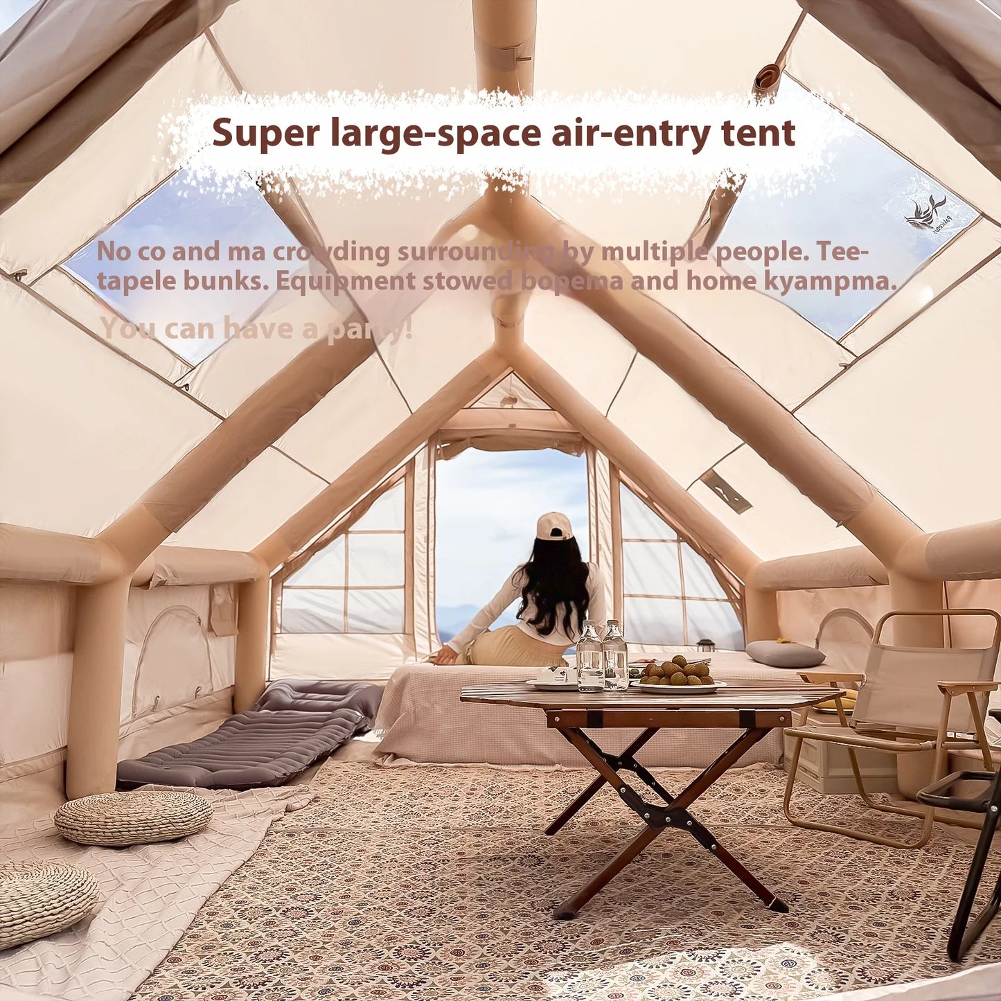 Pakicetus Inflatable Tents For Family Camping With Stove Plug