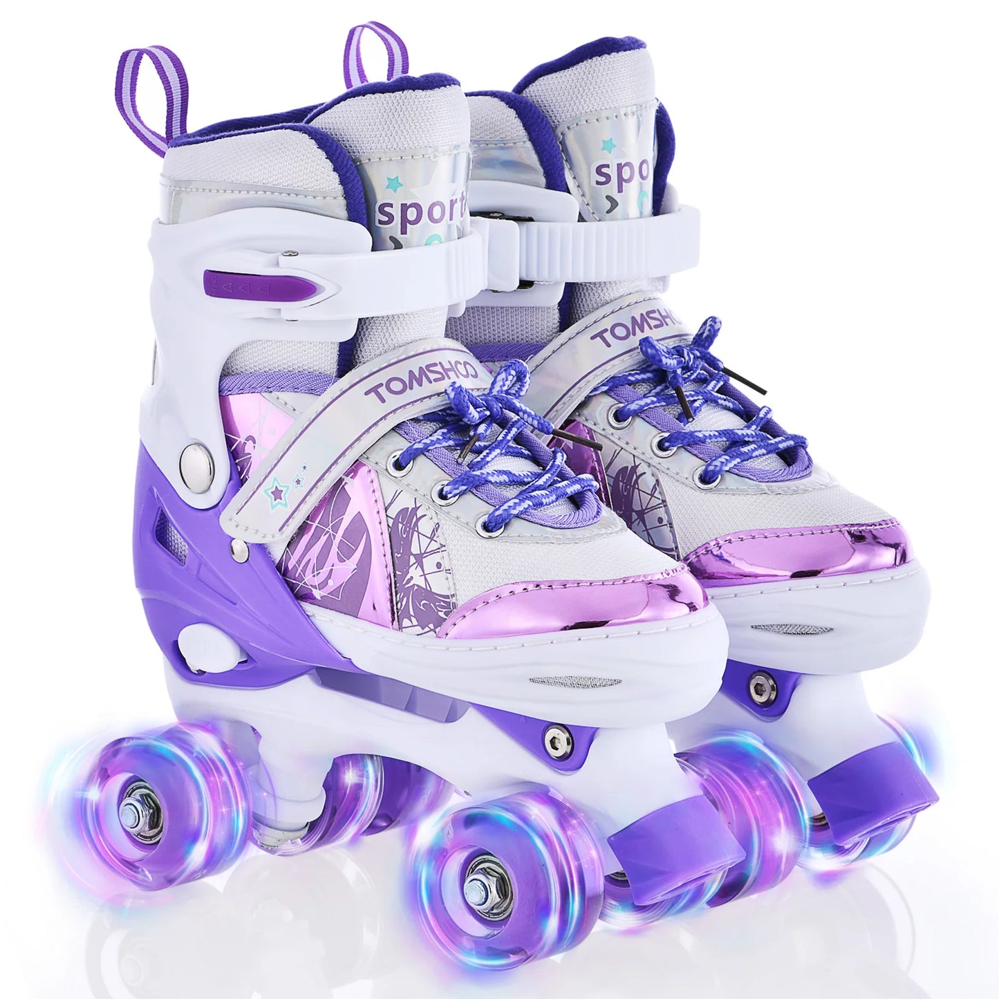 Portable Kids Roller Skates Adjustable Light Up Wheels