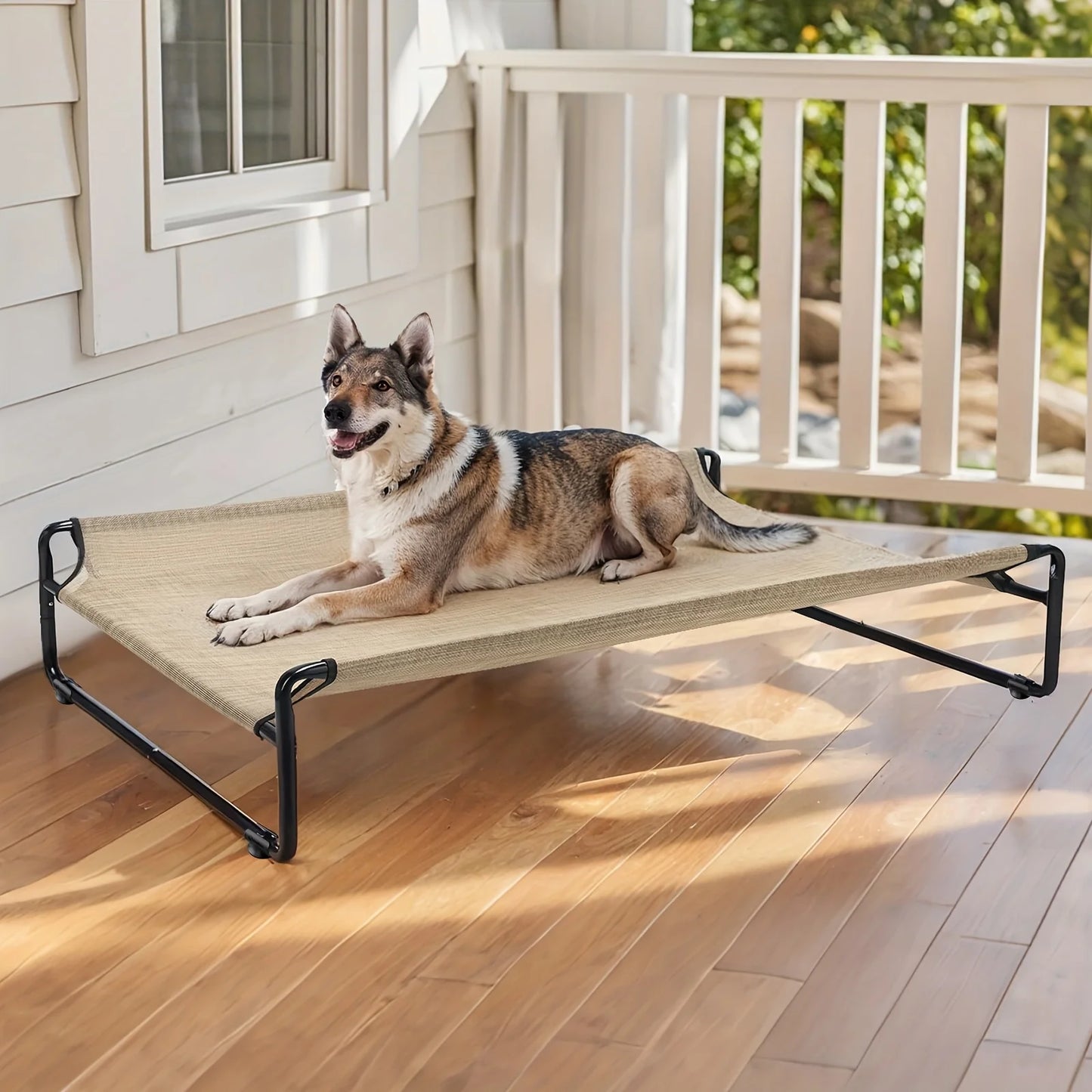 PawCozyBeds M-XXL Original Cool Elevated Dog Bed, Outdoor Elevated Bed for Large Dogs, Portable Standing Pet Bed with Washable B
