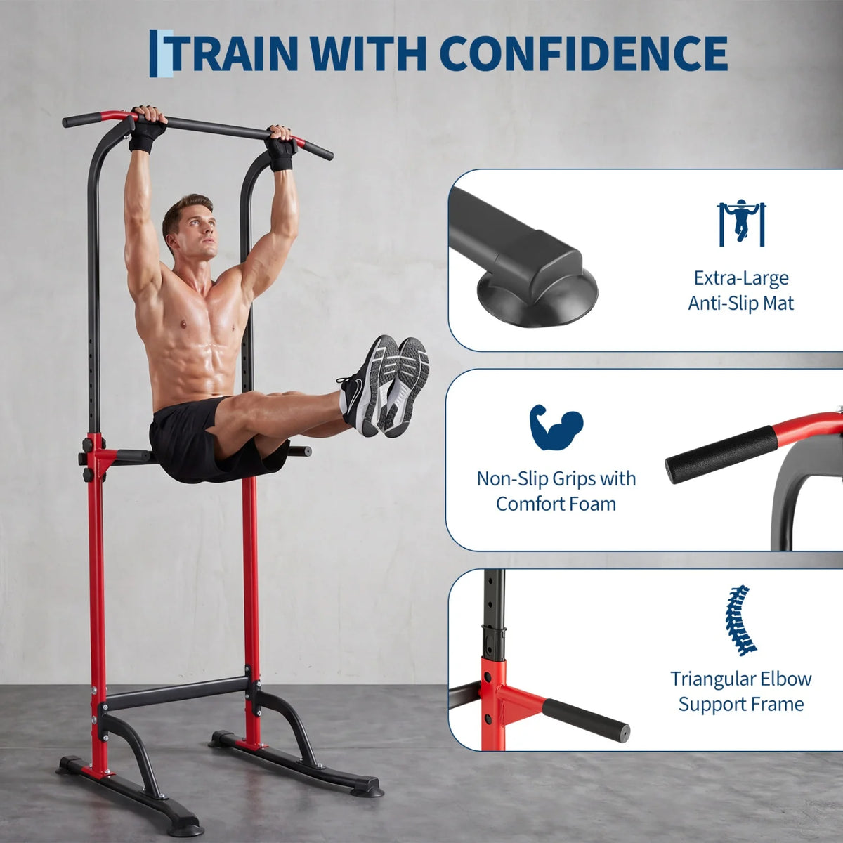 HiMISS Power Tower Pull Up Dip Station Home Gym Trainer