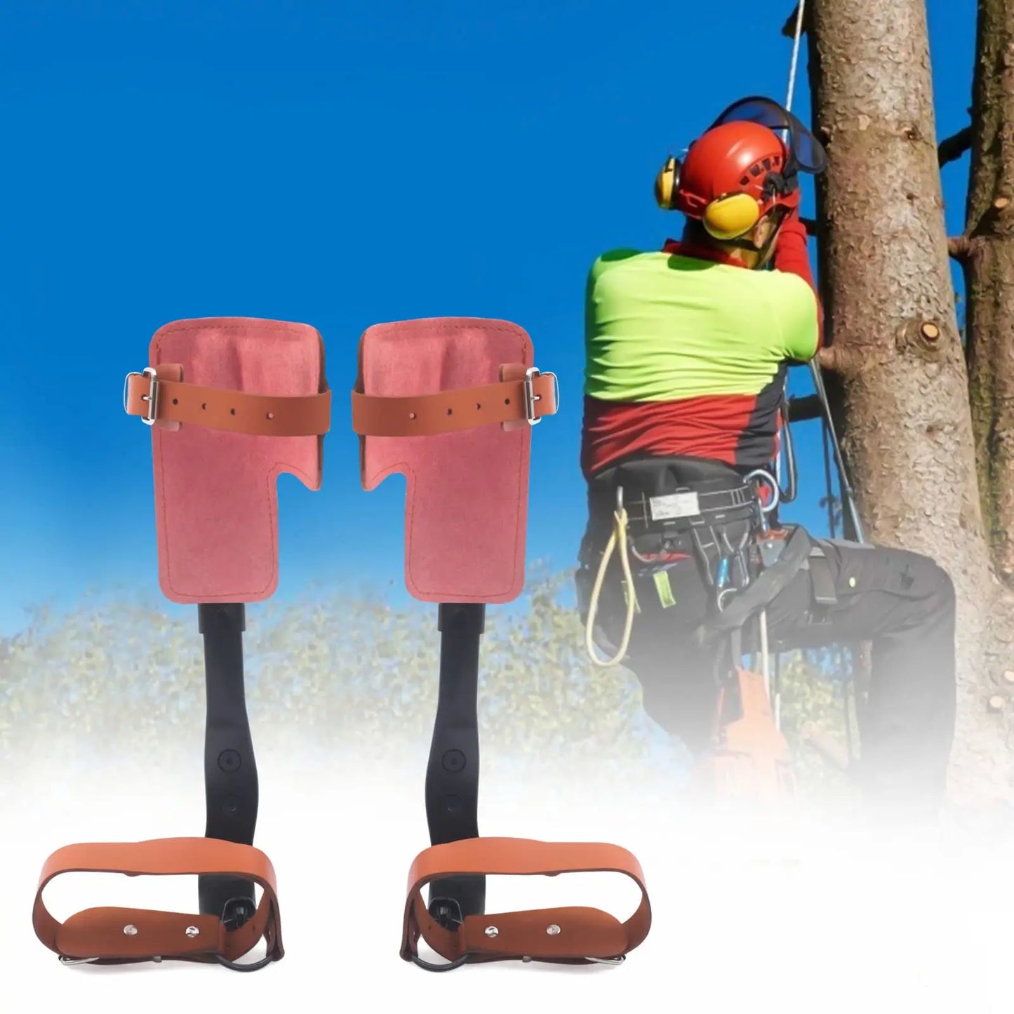 Tree Climbing Spike Set， Pole Climbing Spurs Steel， Adjustable Climber Gaffs Spikes Set Height Adjustable ,Tree Climbing Gear Po