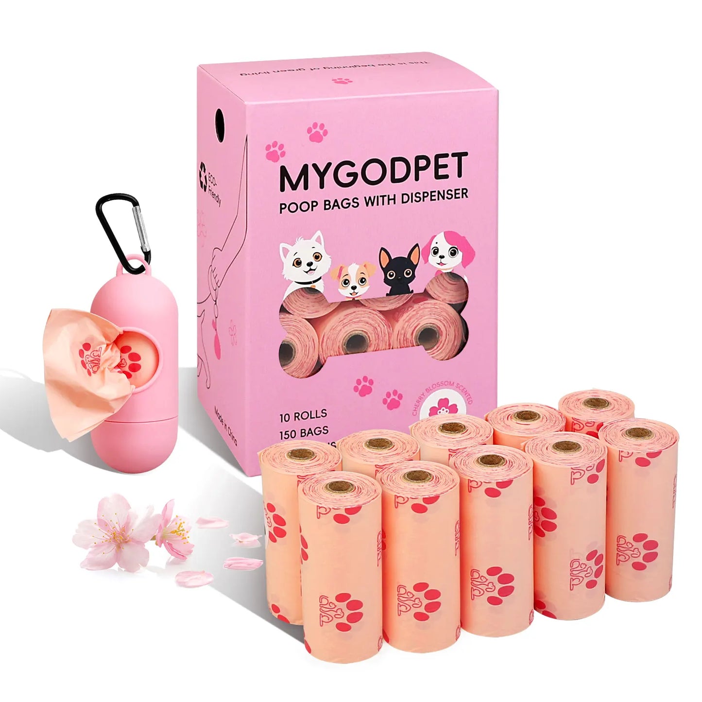 Dog Poop Bags Rolls with Dispenser 150 Count Biodegradable Bags for Dog and Cat Lavender Scented Waste Bag Leak Proof Doggie Poop Bag Doggy Trash Bag