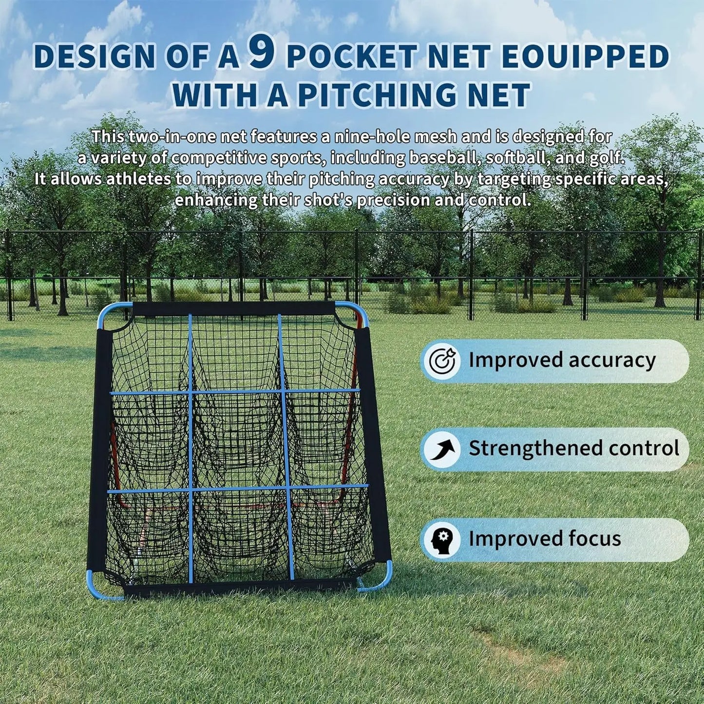HiMISS Baseball Rebounder Net With 12 Angles