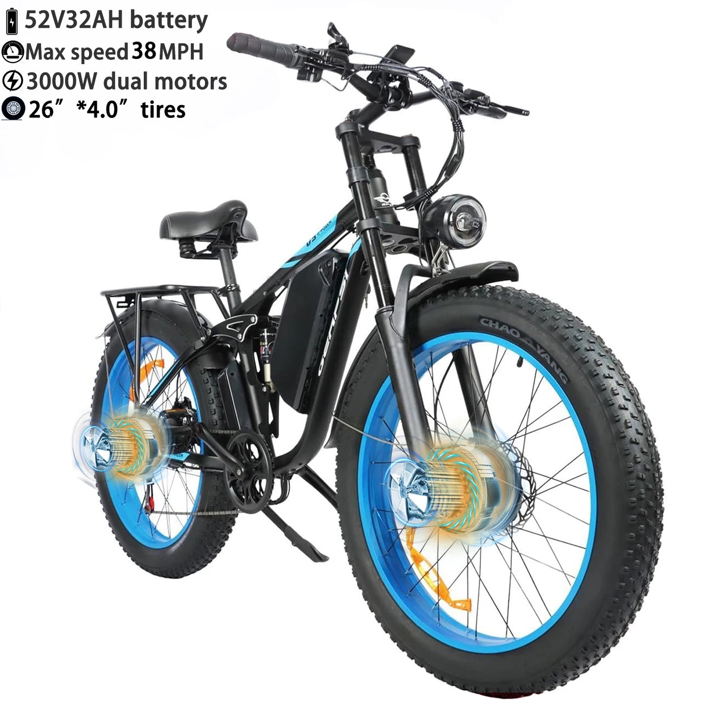 Baolujie Peak Dual Motor Electric Bicycle 3000W 5000W 48V