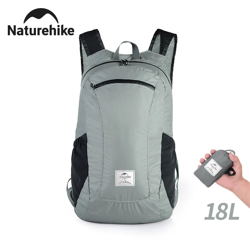 Naturehike Backpack 18L Black Ultralight Outdoor Waterproof Folding Backpack for Men Women‘s Bag Camping Hiking Shoulder Bag
