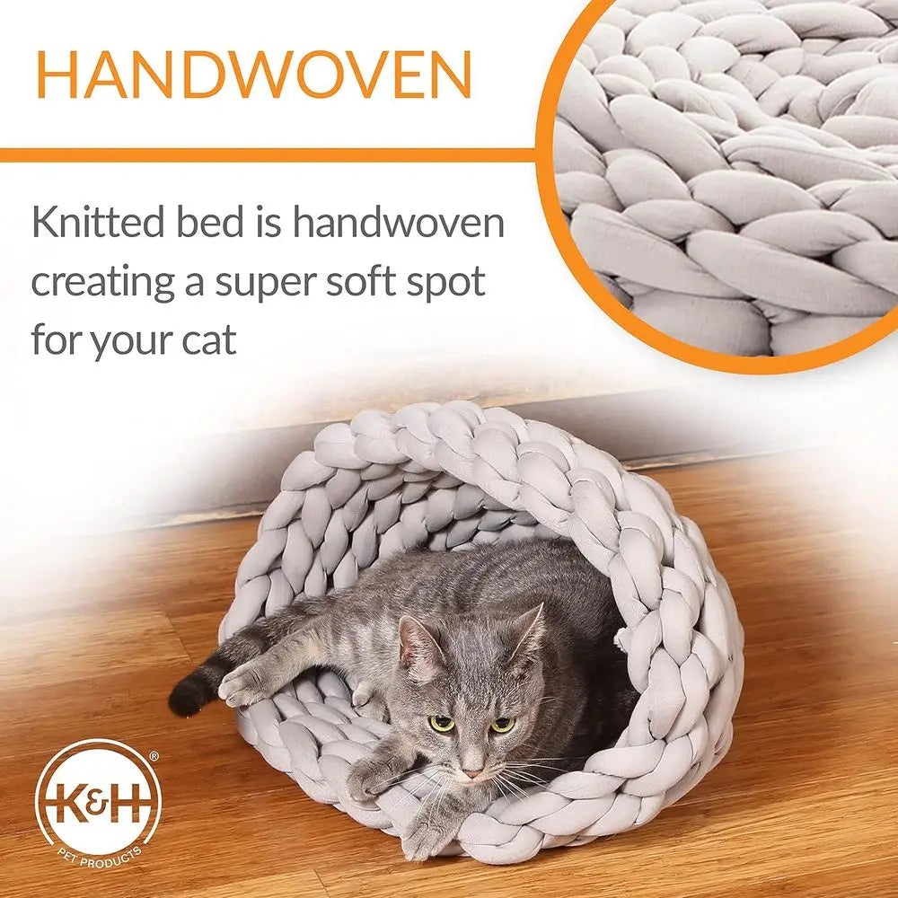 Handwoven Knitted Round Flexible Pet Bed For Indoor Cats