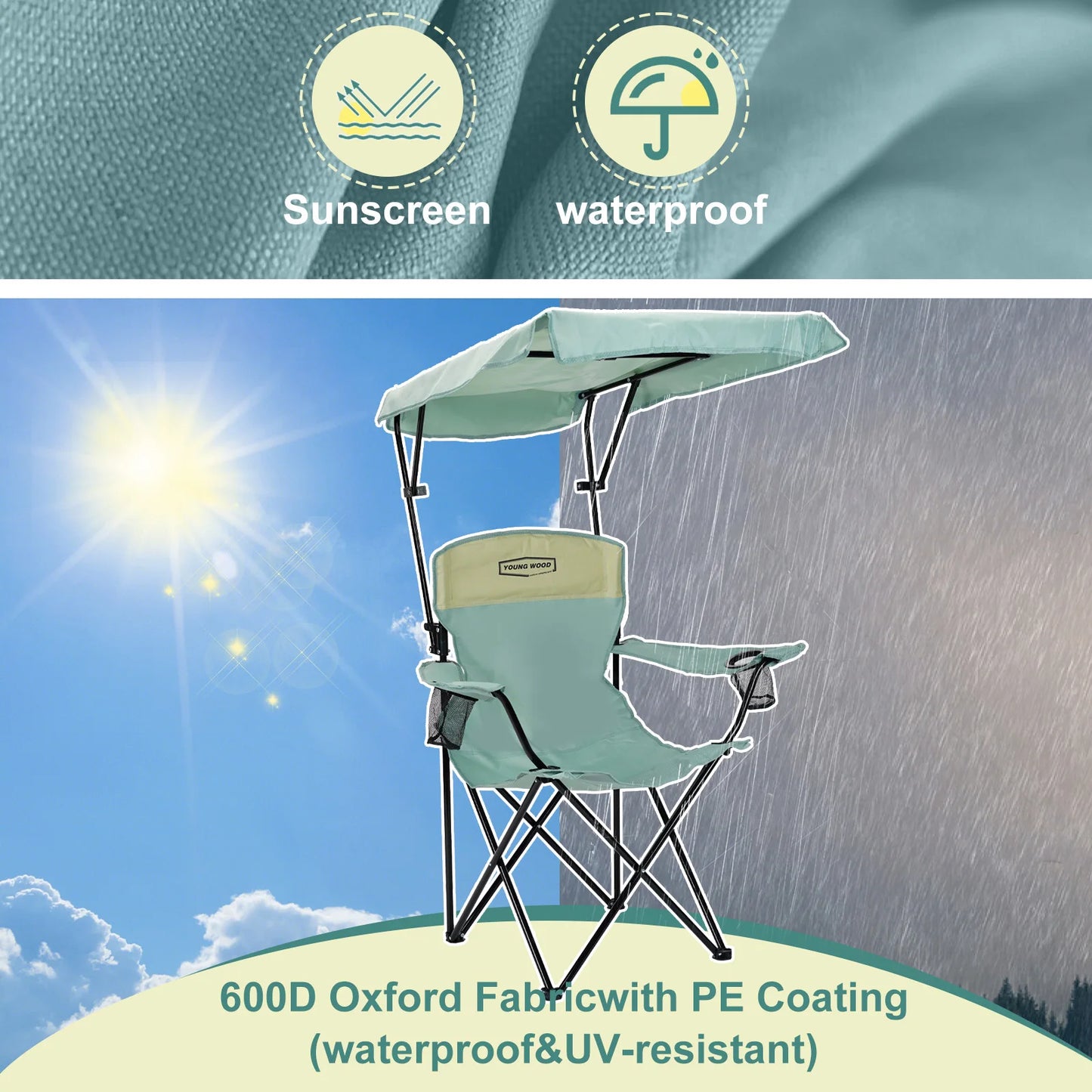 GERC YoungWood Portable Folding Camping Chair Aluminum Alloy