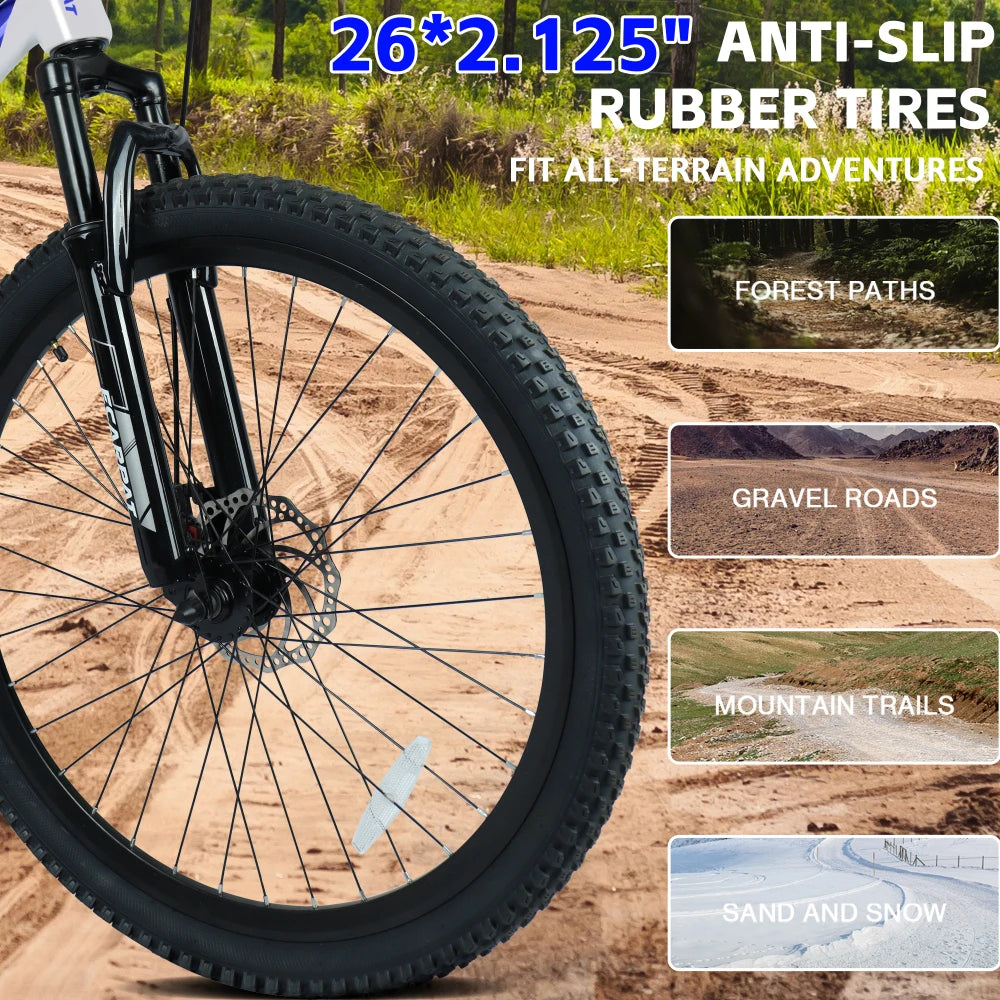 Mountain Bike With 21-Speed Gears, Full Suspension And Disc Brakes
